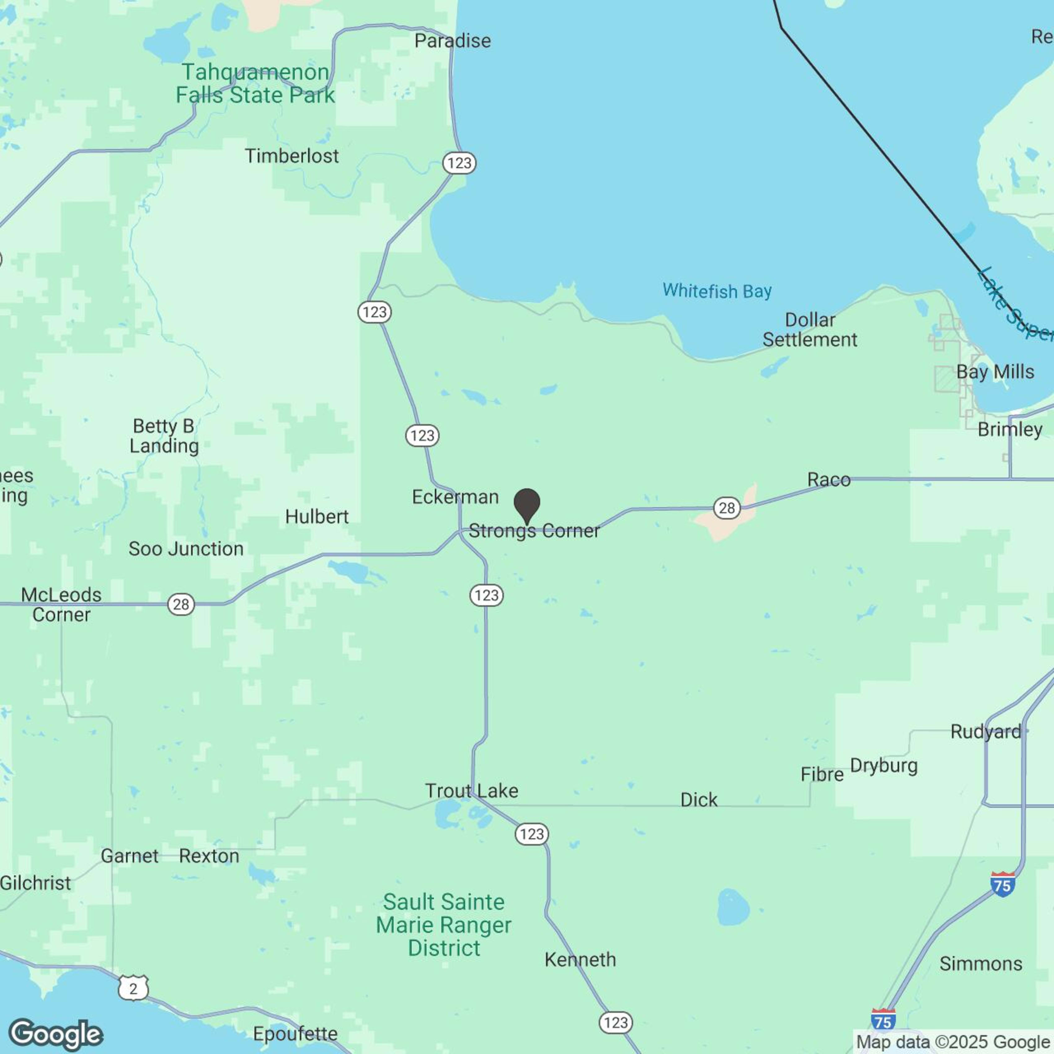 Map showing location of U.P SNOWMOBILE Rentals @ Clarke Motel