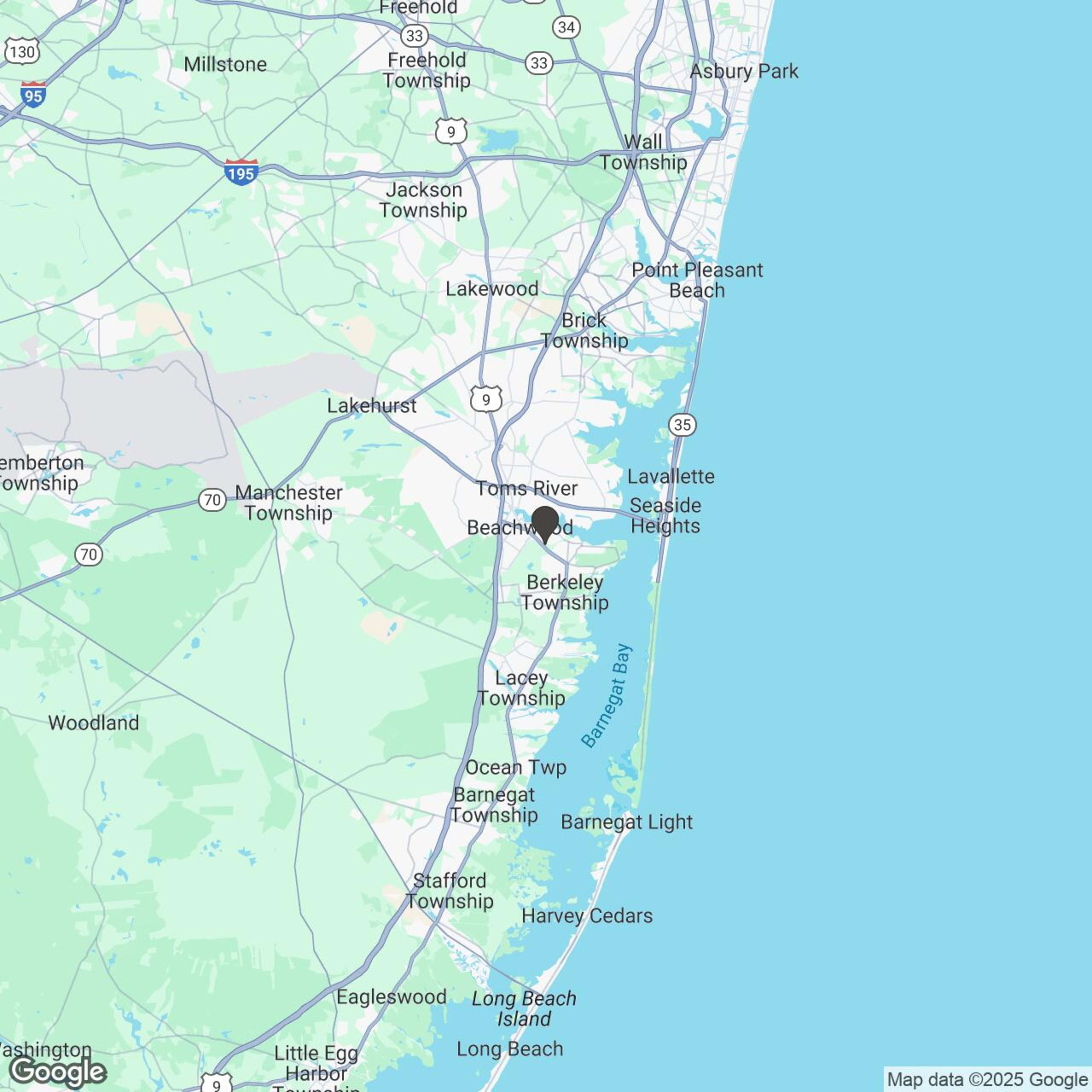 Map showing location of Bayville Slingshot Rentals