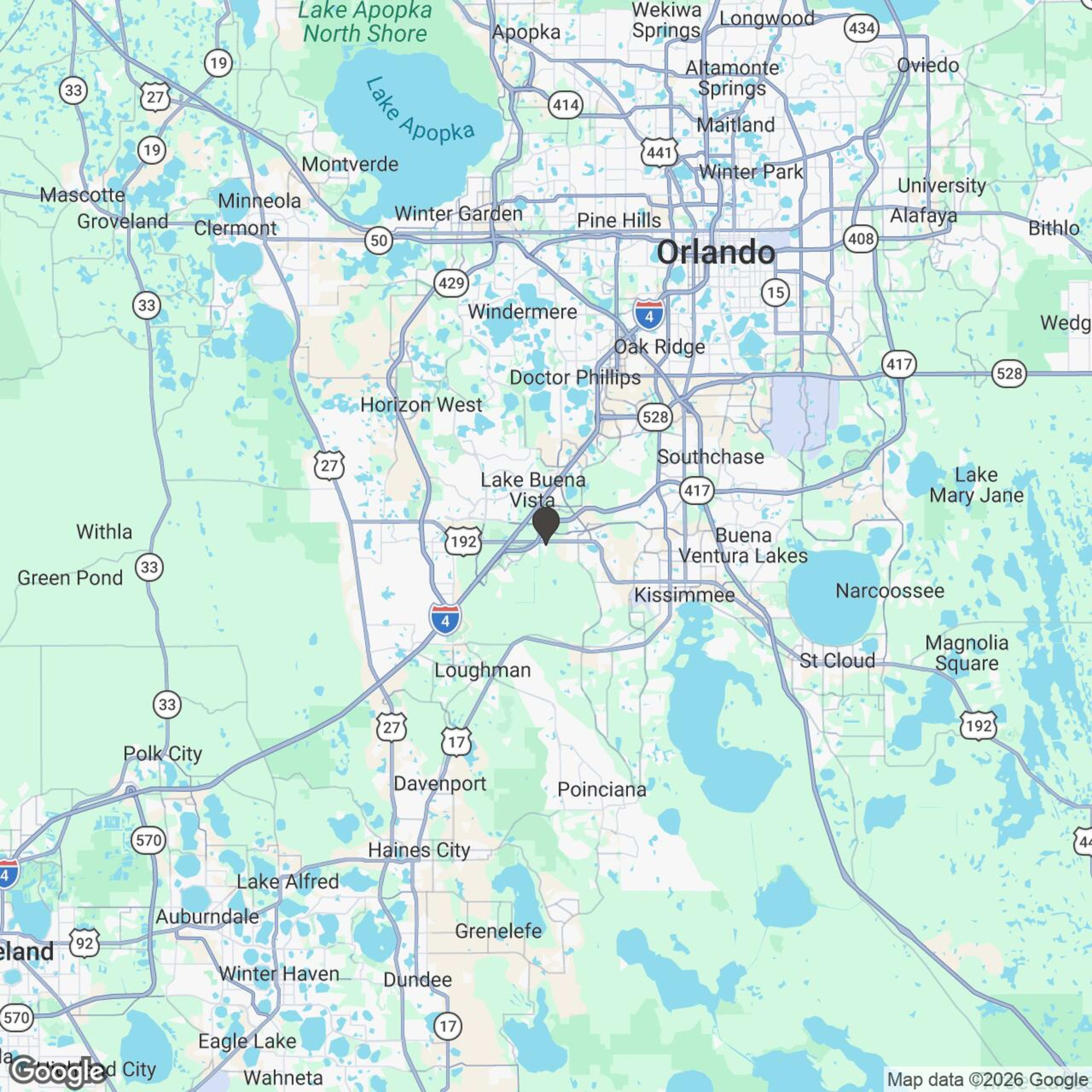 Map showing location of Orlando Hidden Bites