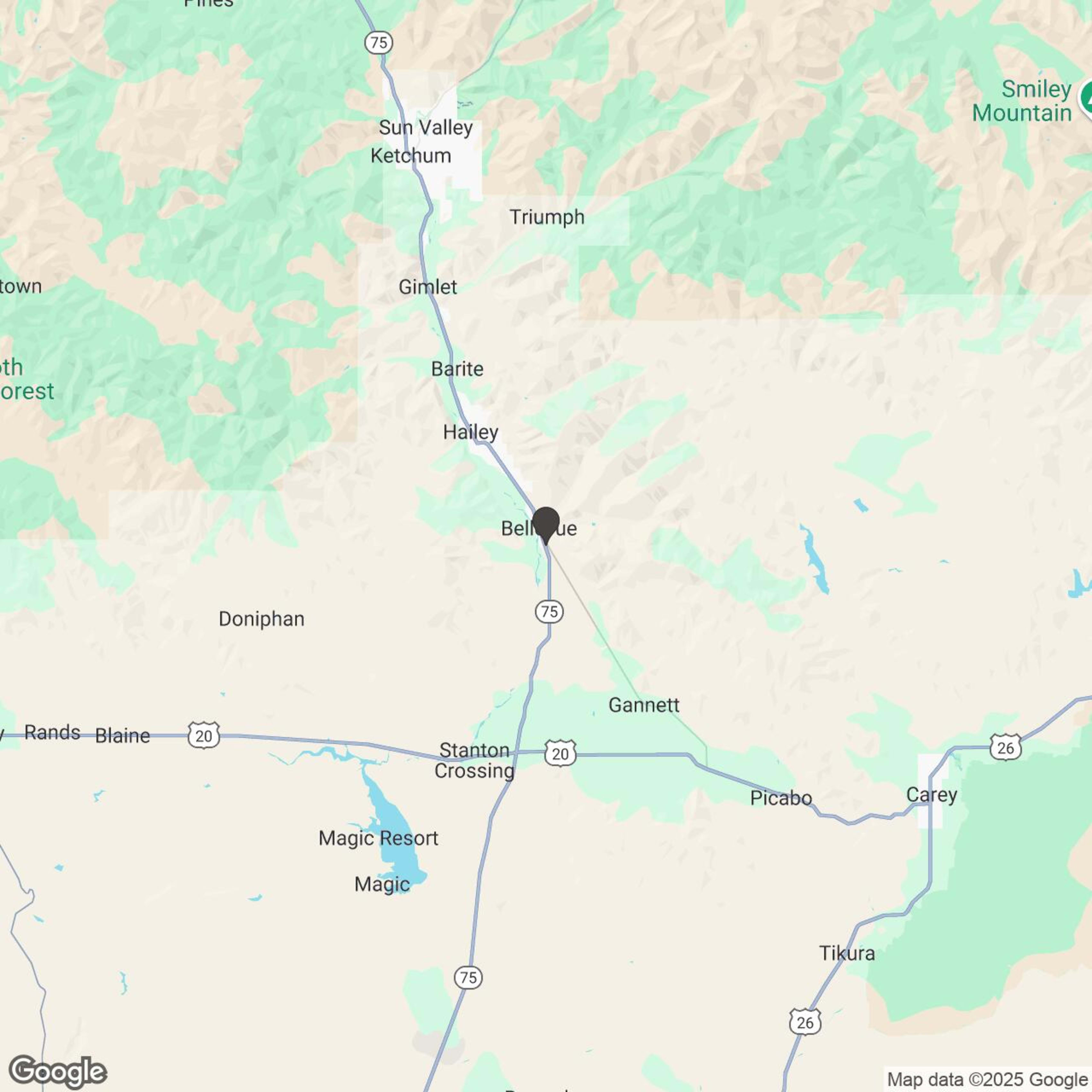 Map showing location of Bellevue Off-Road Tour