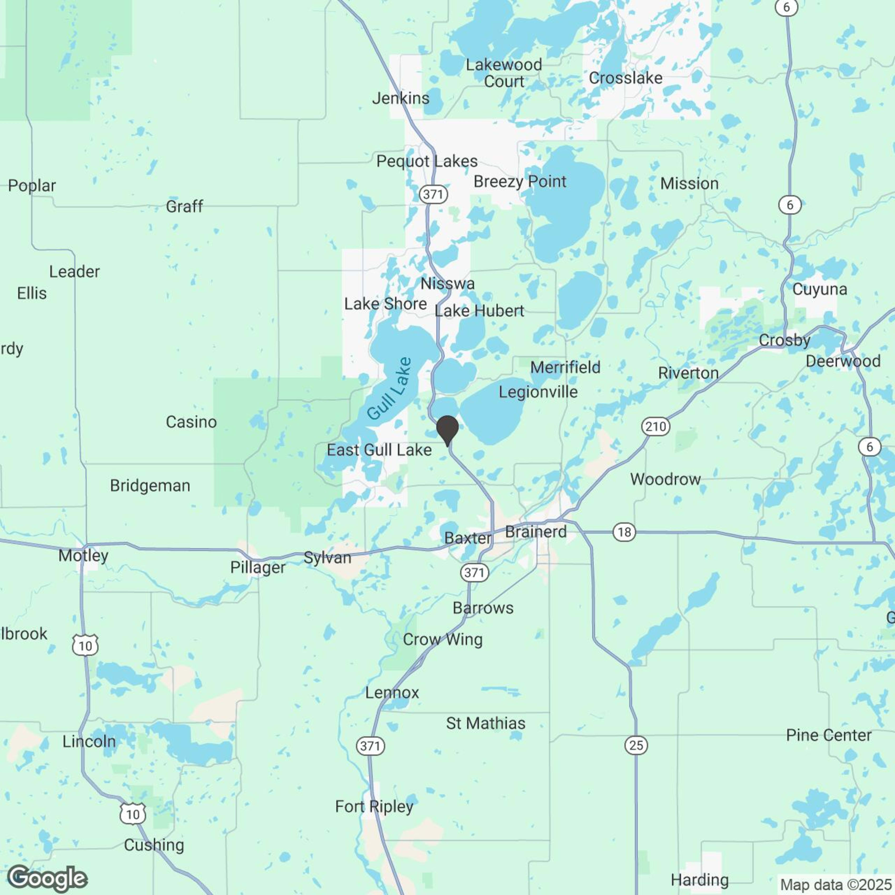 Map showing location of Brainerd Snowmobile Rentals