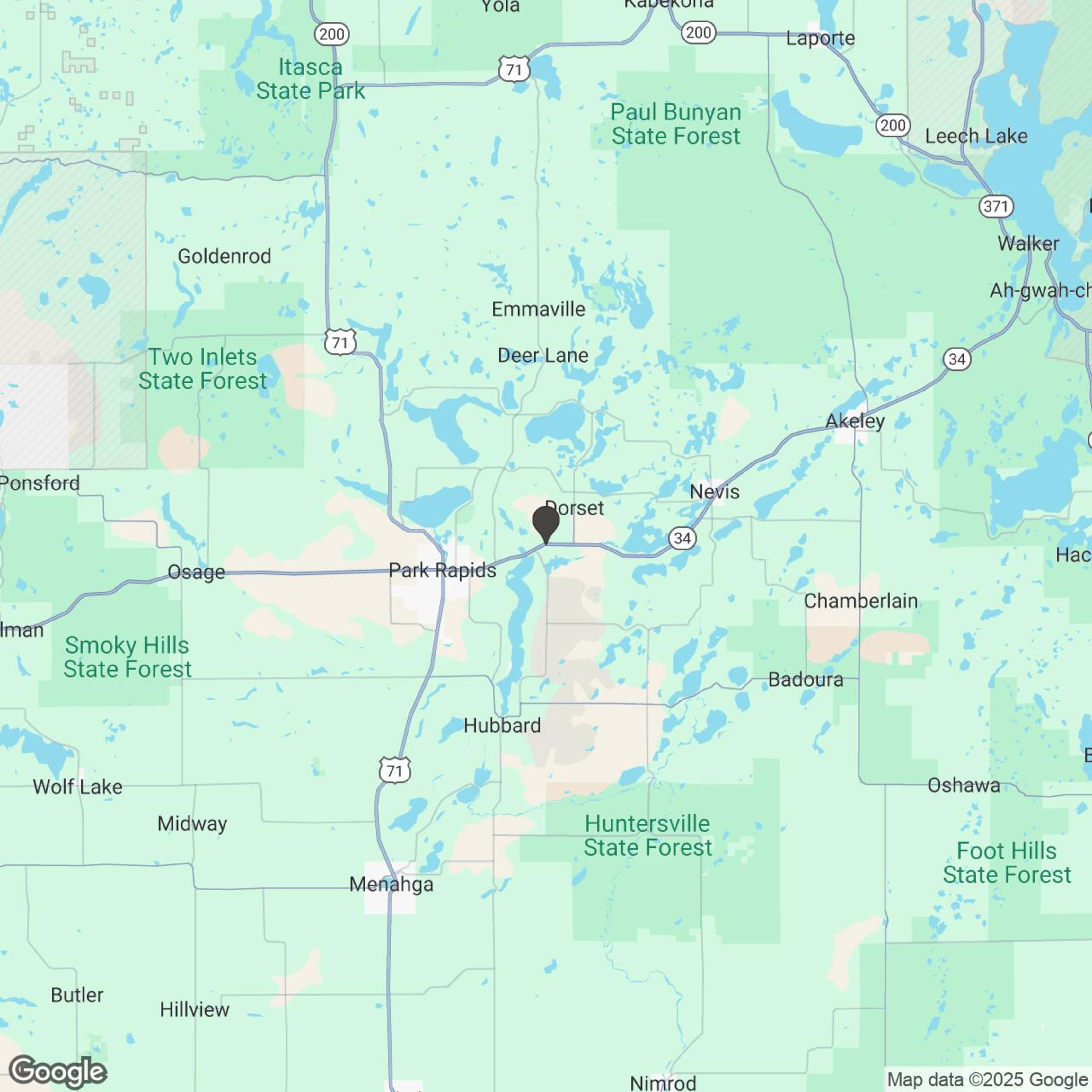 Map showing location of Exploring Minnesota's Off-Road Triangle