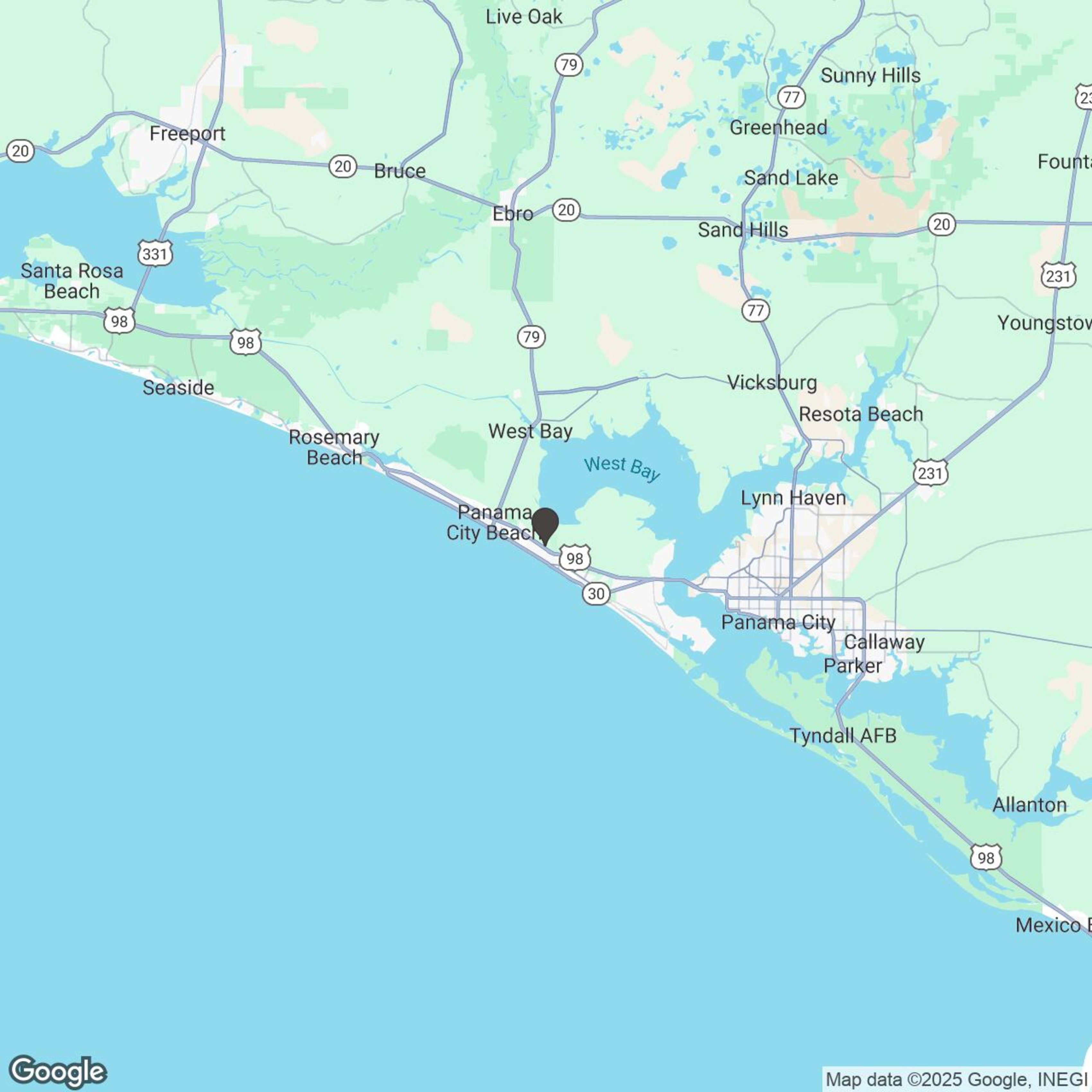 Map showing location of Panama City Beach Motorcycle Tour