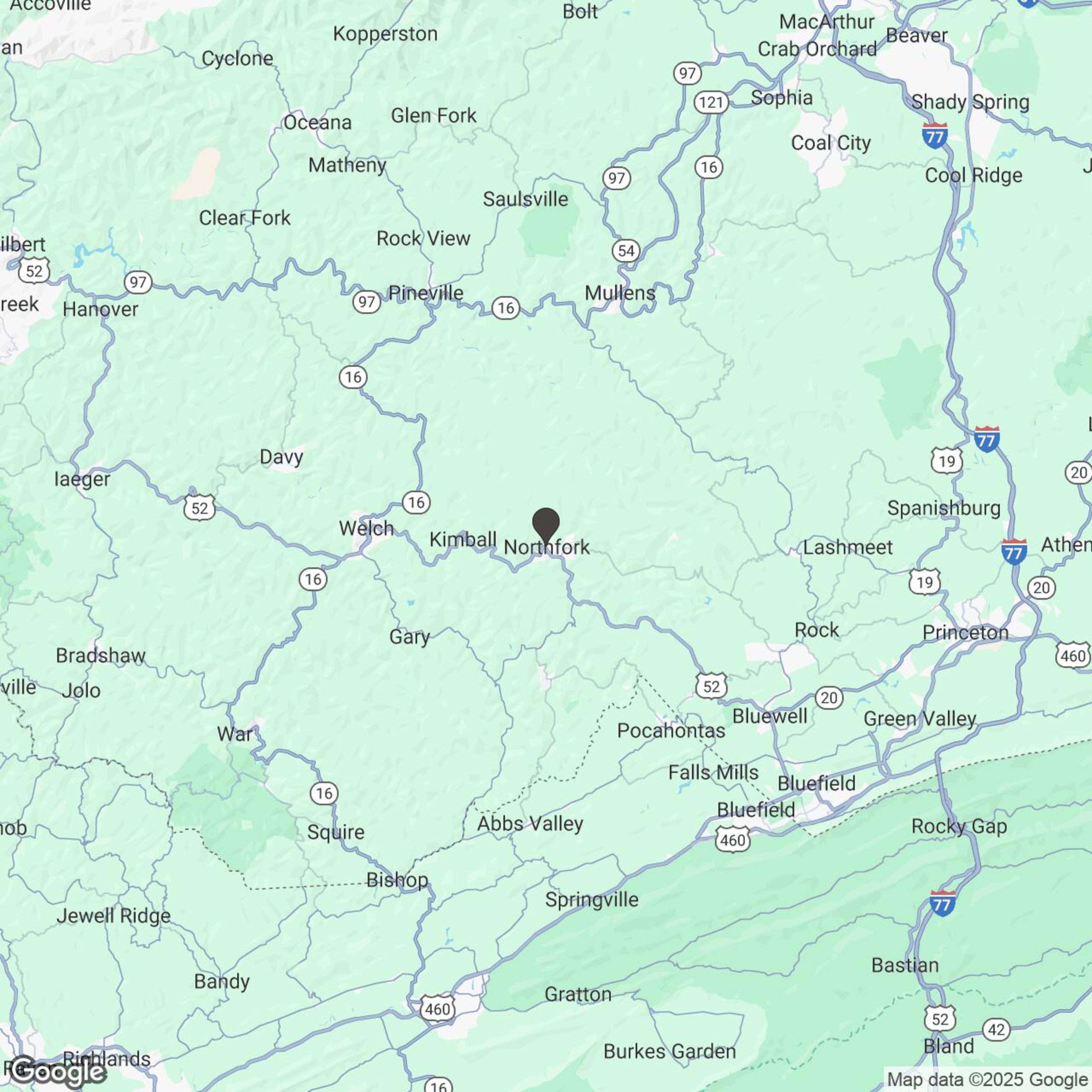 Map showing location of Hatfield McCoy ATV Trail Ride