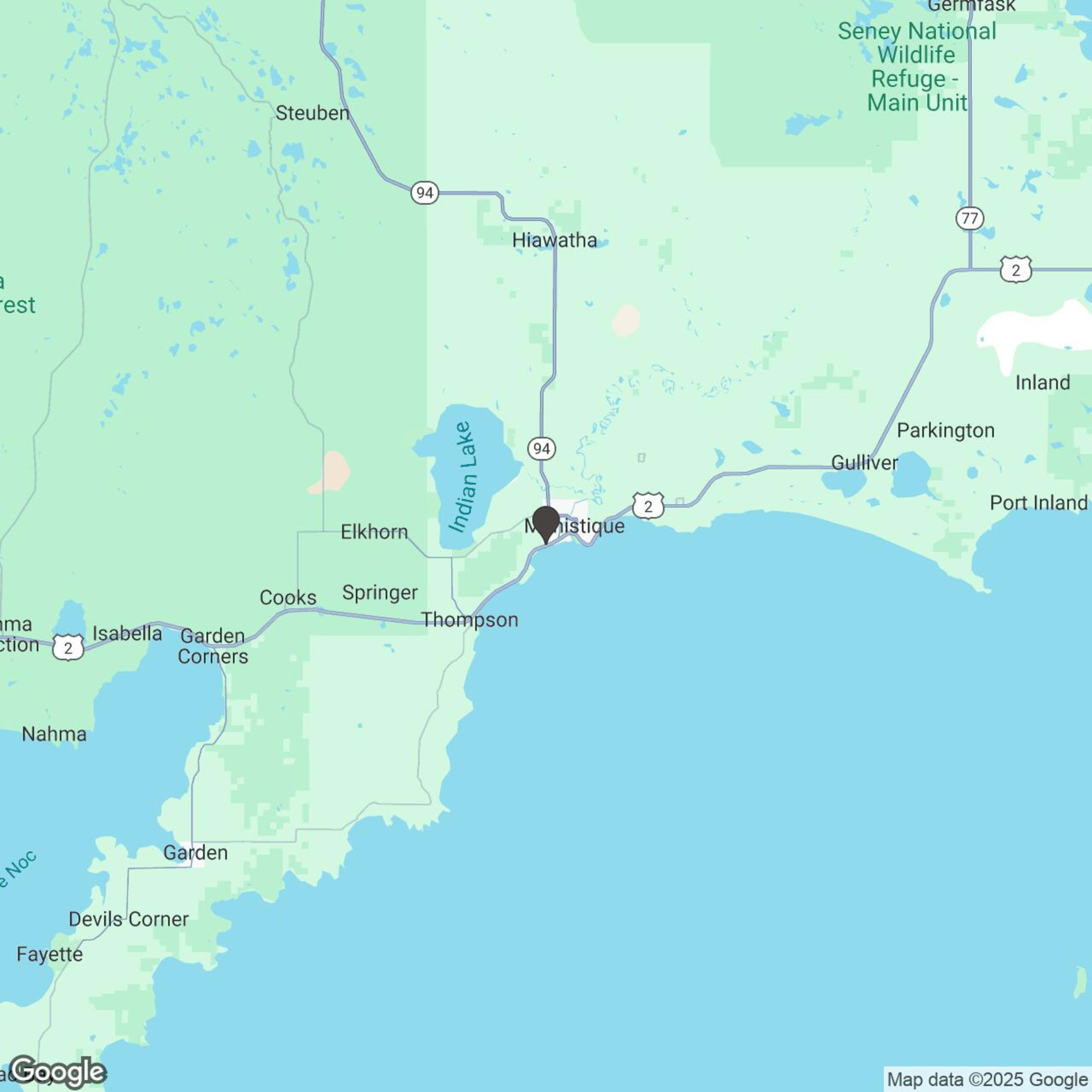 Map showing location of Upper Peninsula RZR Rental