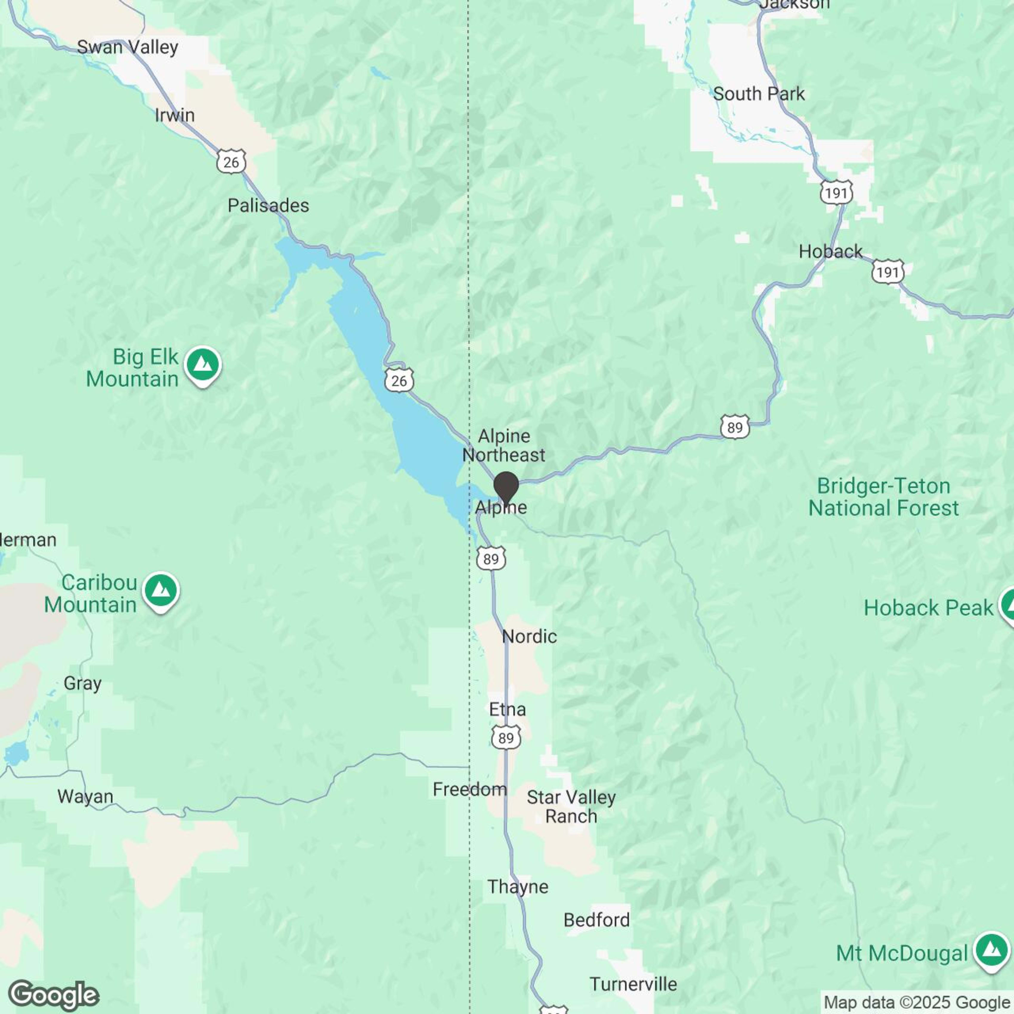 Map showing location of Alpine Backcountry Snowmobile Rental