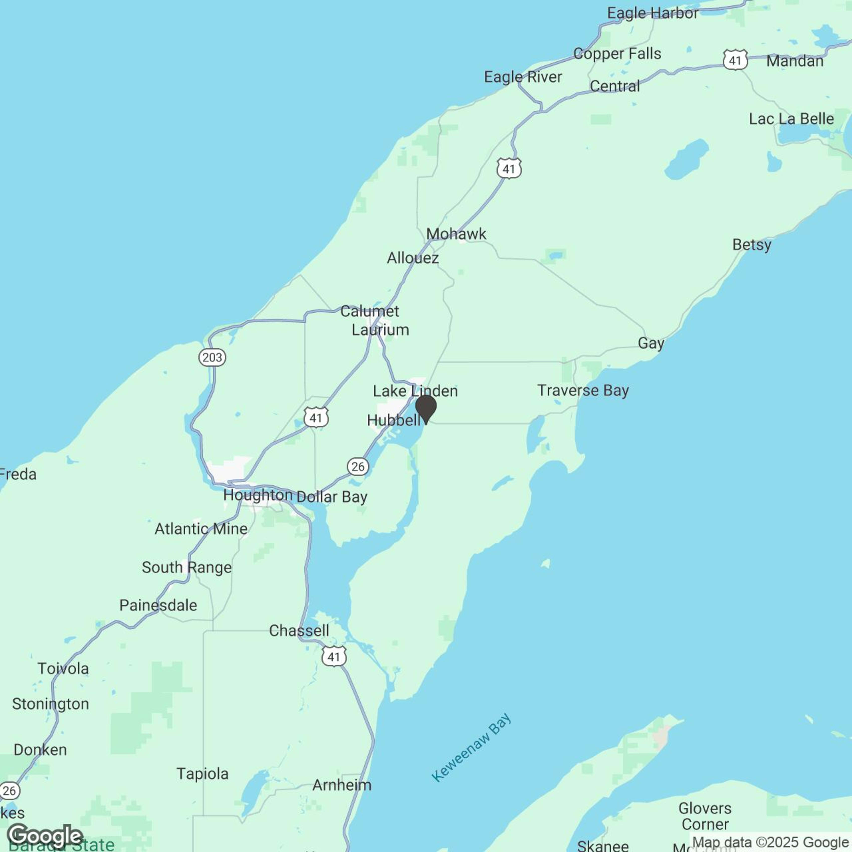 Map showing location of Keweenaw Boat Rentals Jam Service