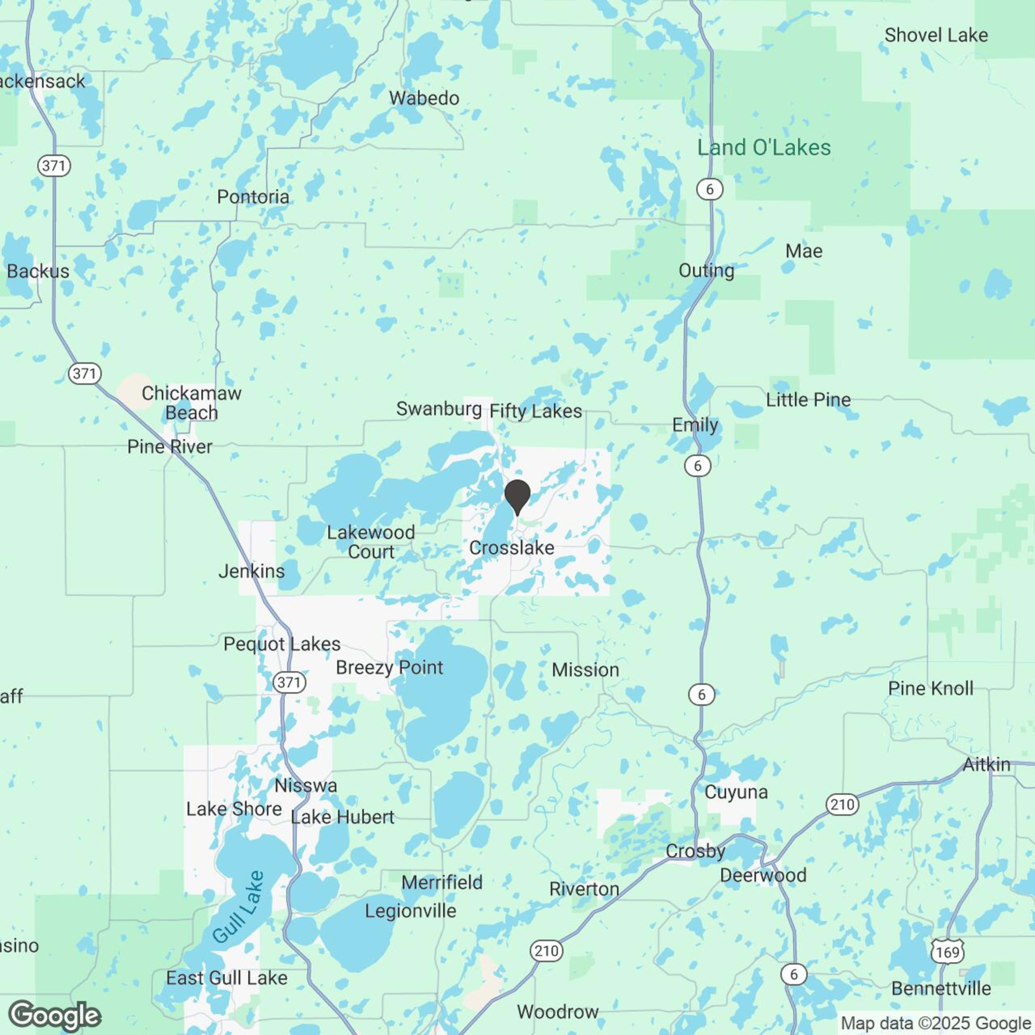 Map showing location of Crosslake, Emily & Outing Off-Road Adventure 