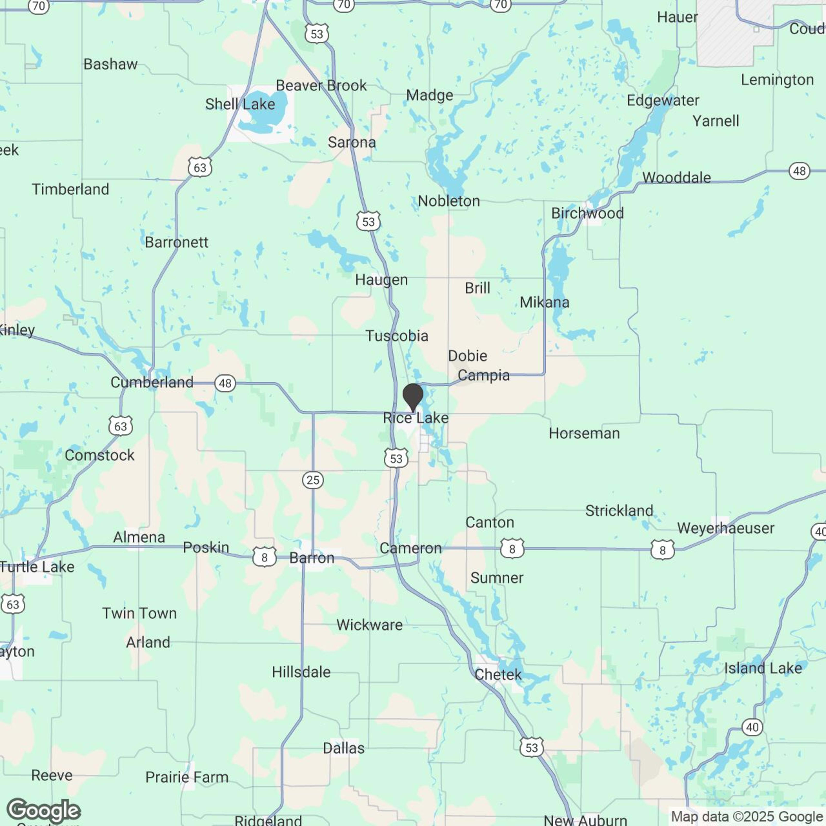Map showing location of Wisconsin's Destination for the BEST Snowmobile Trails!