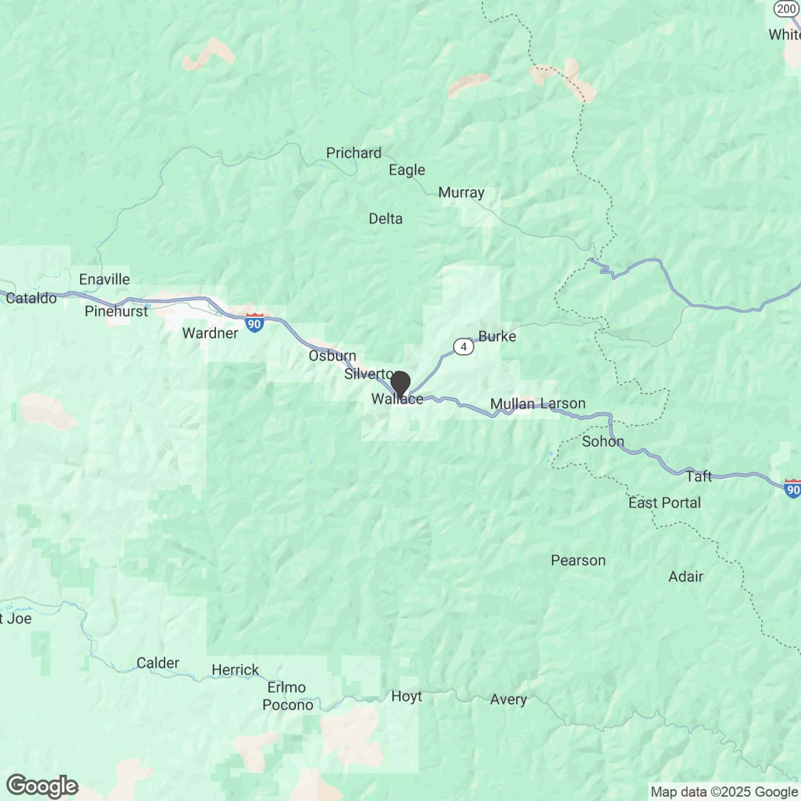 Map showing location of Wallace Snowmobile Rentals
