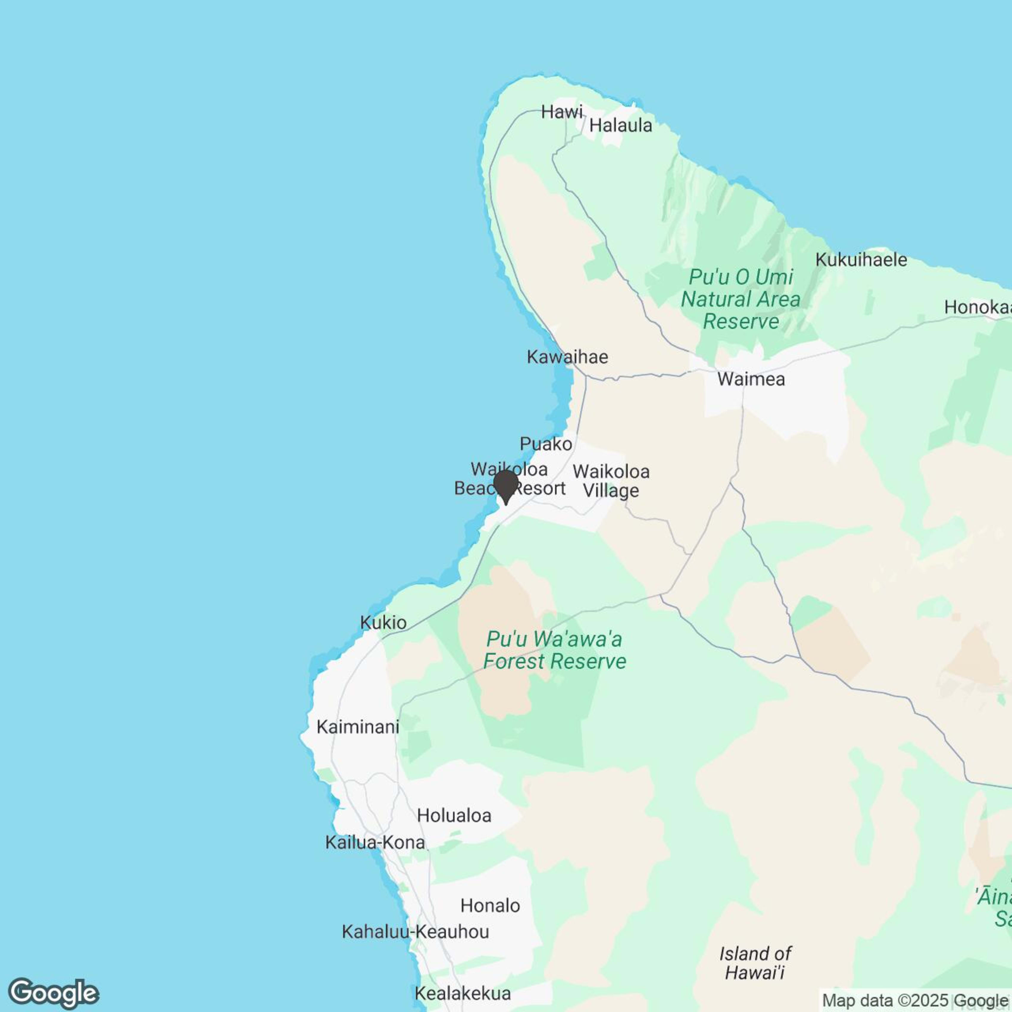 Map showing location of Waikoloa Big Island | Waterfall Wonders Tour