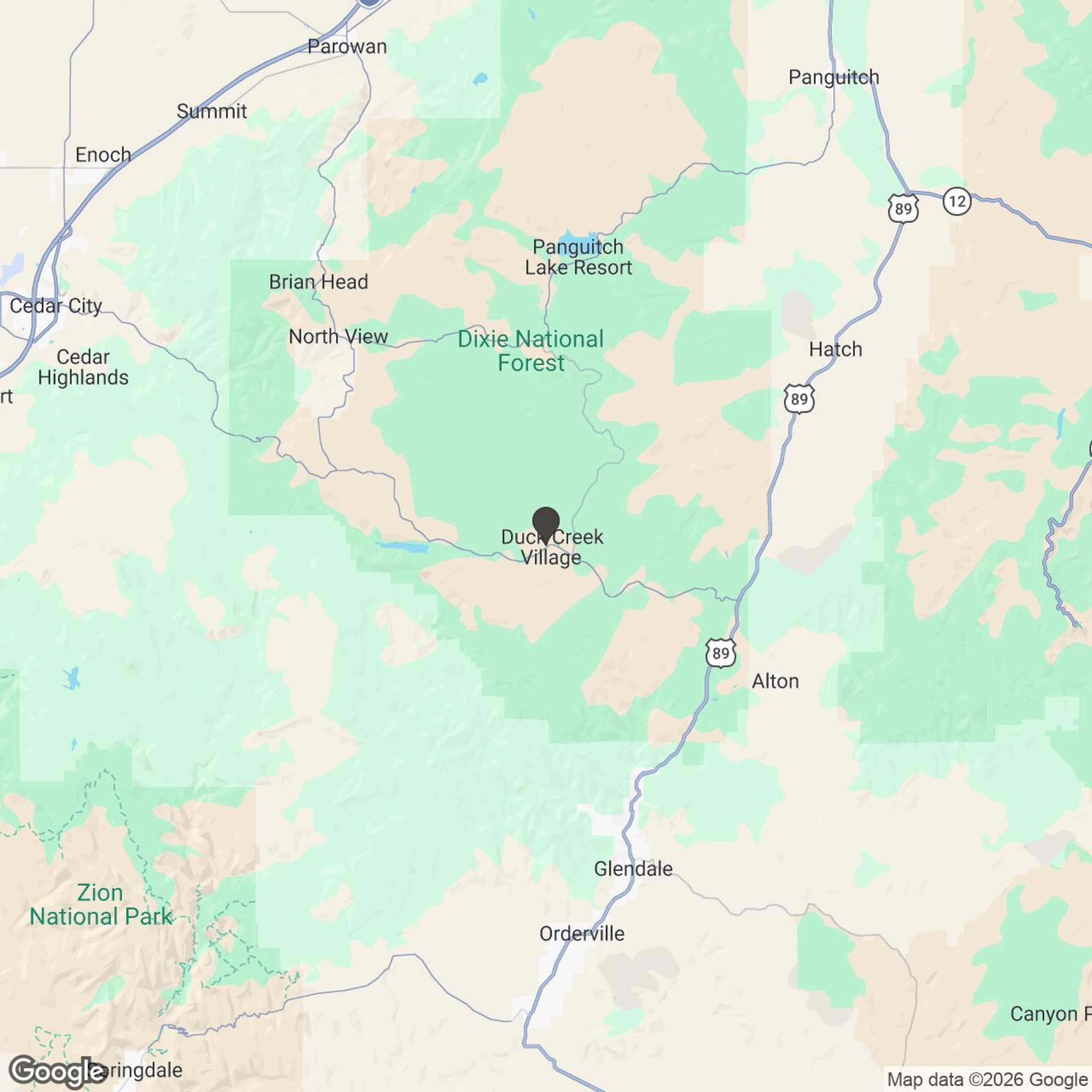Map showing location of Prime Adventures Duck Creek, Utah - 4 or 6 Hour Guided Tour