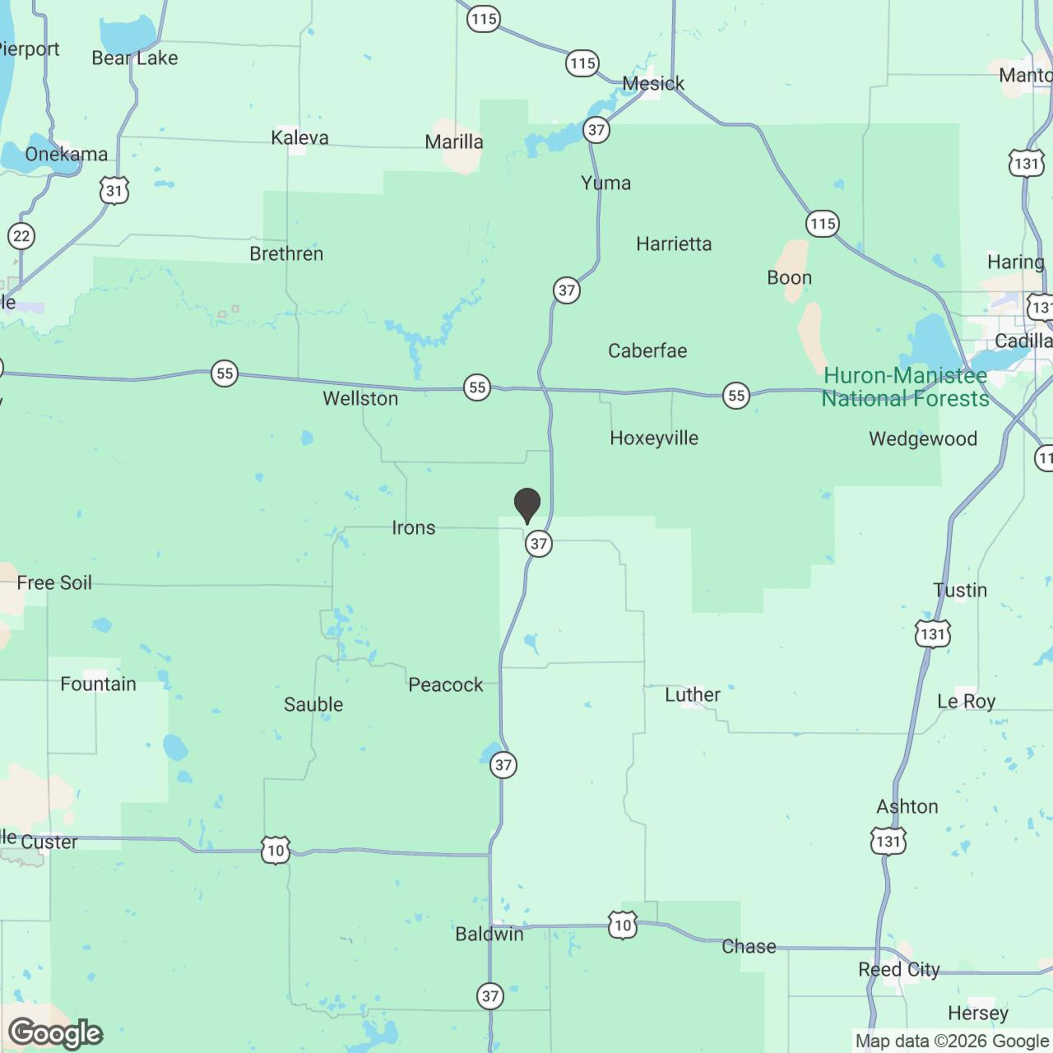 Map showing location of Northwoods Winter Blast: Polaris Snowmobile Adventure