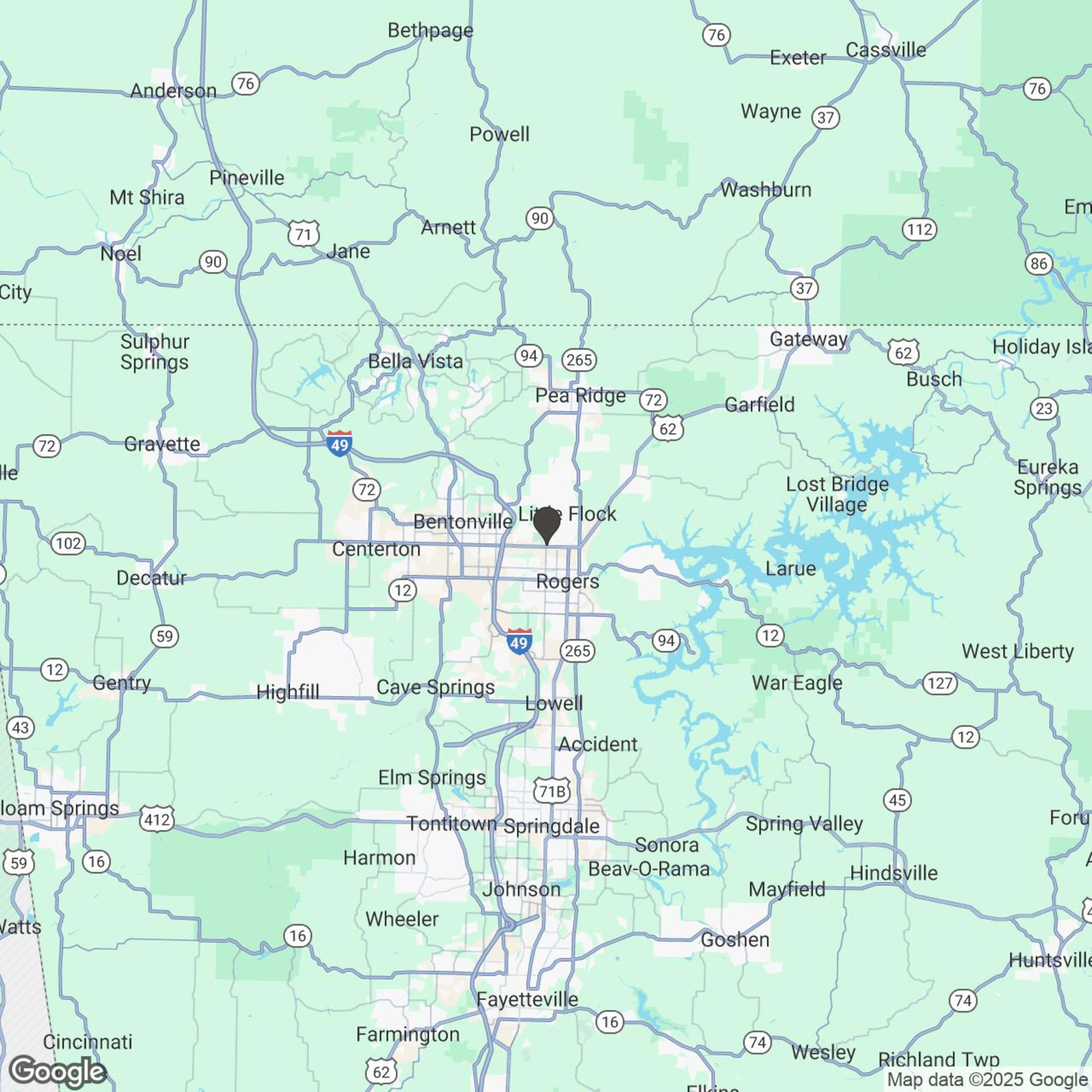 Map showing location of Ozarks Indian Motorcycle Tour