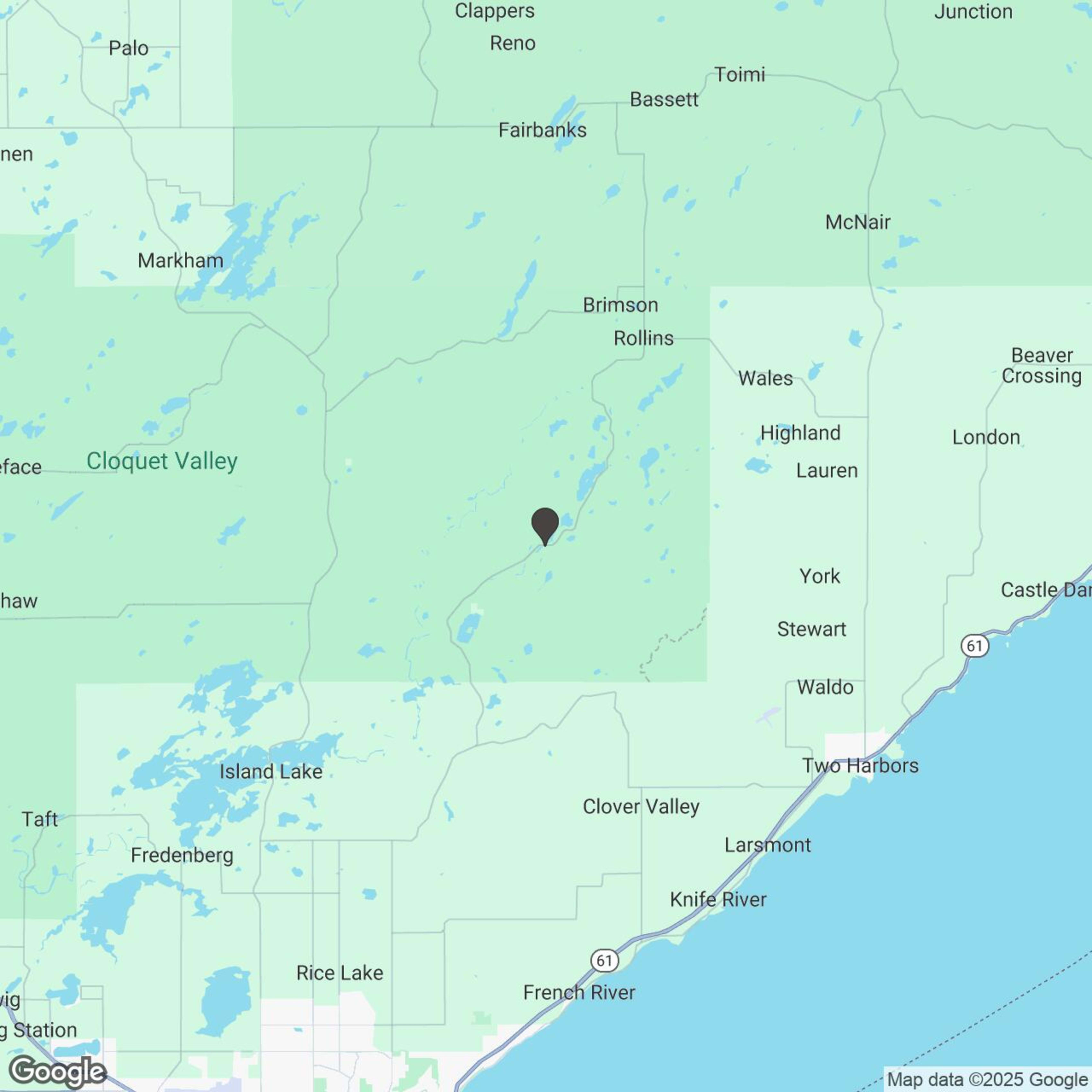 Map showing location of Duluth Area Snowmobile Tour