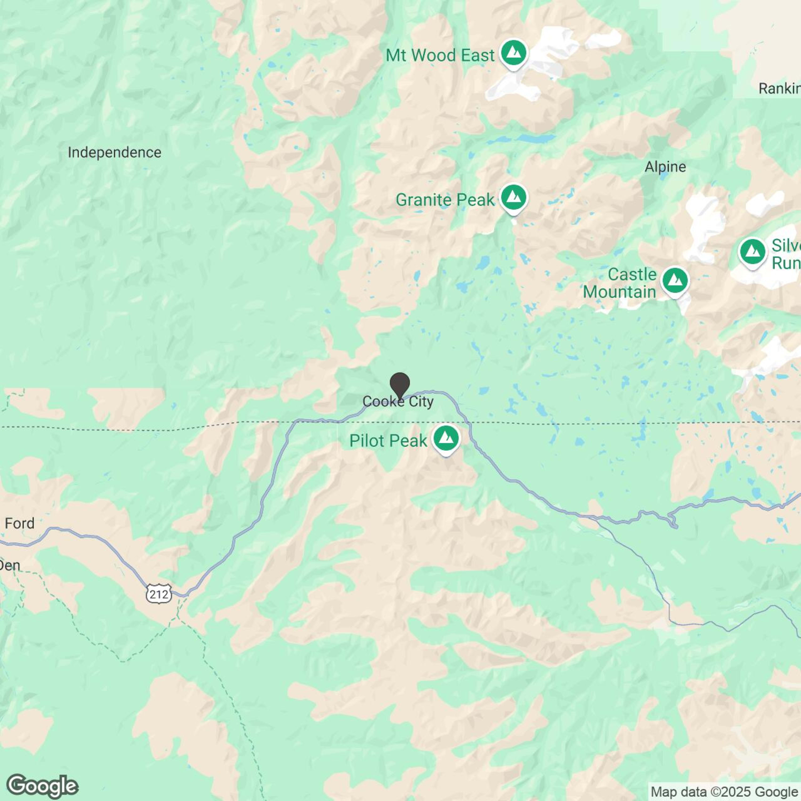 Map showing location of Cooke City Montana Backcountry Snowmobile Rental
