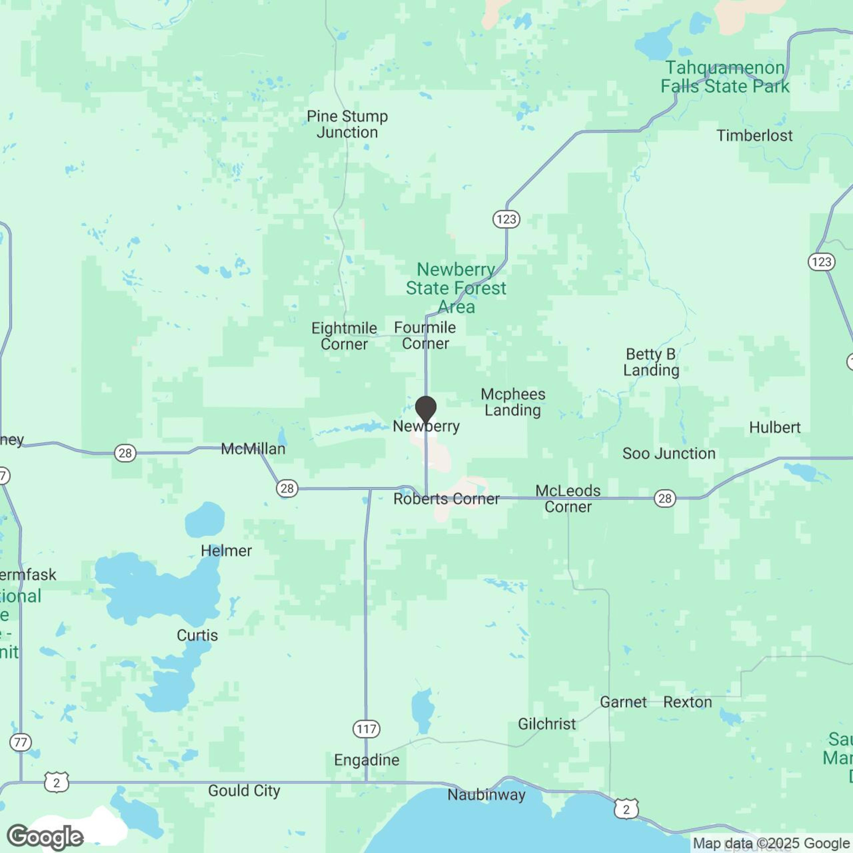 Map showing location of U.P SNOWMOBILE Rentals @ Renze Power Sports of Newberry