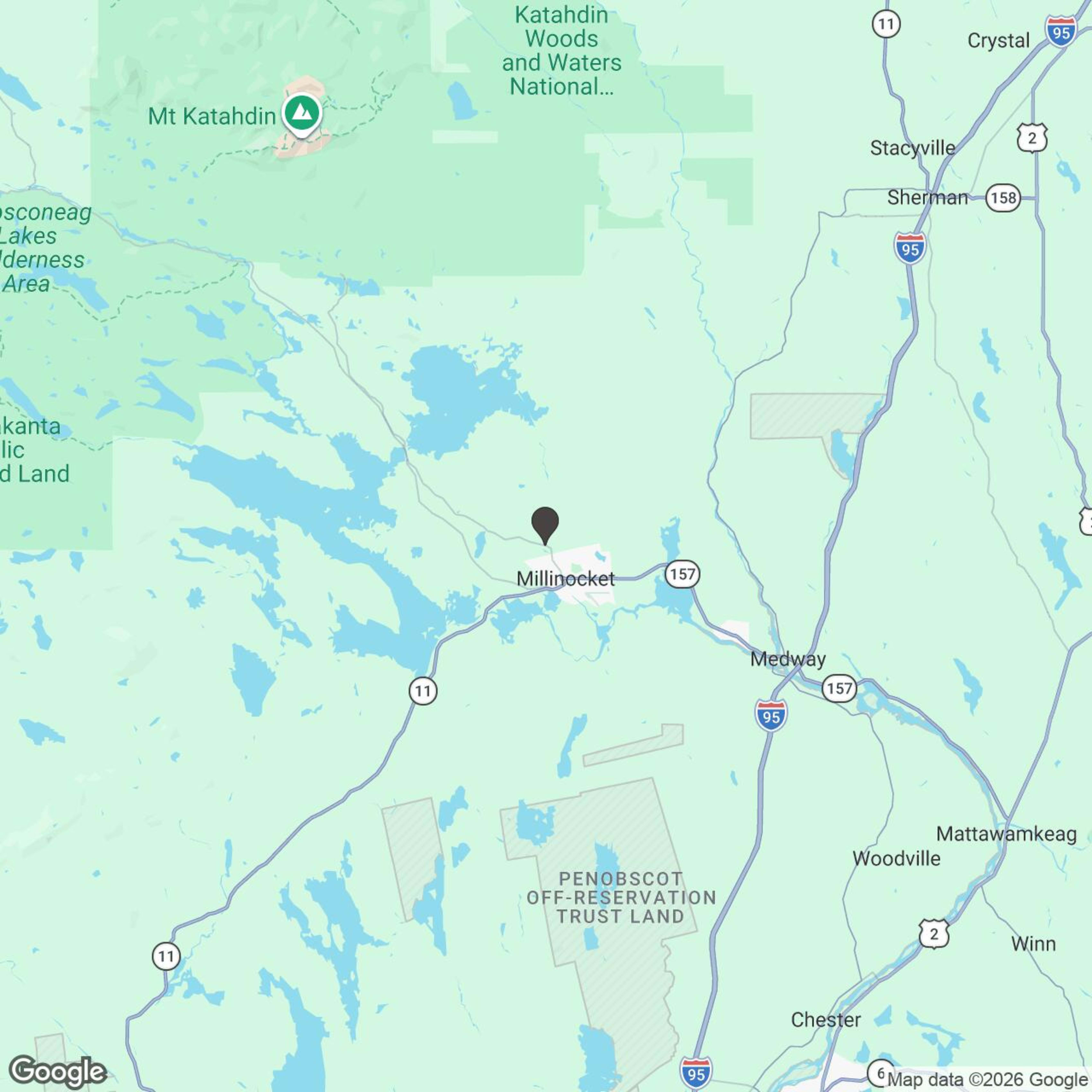 Map showing location of Slingshot the Katahdin Valley - Millinocket