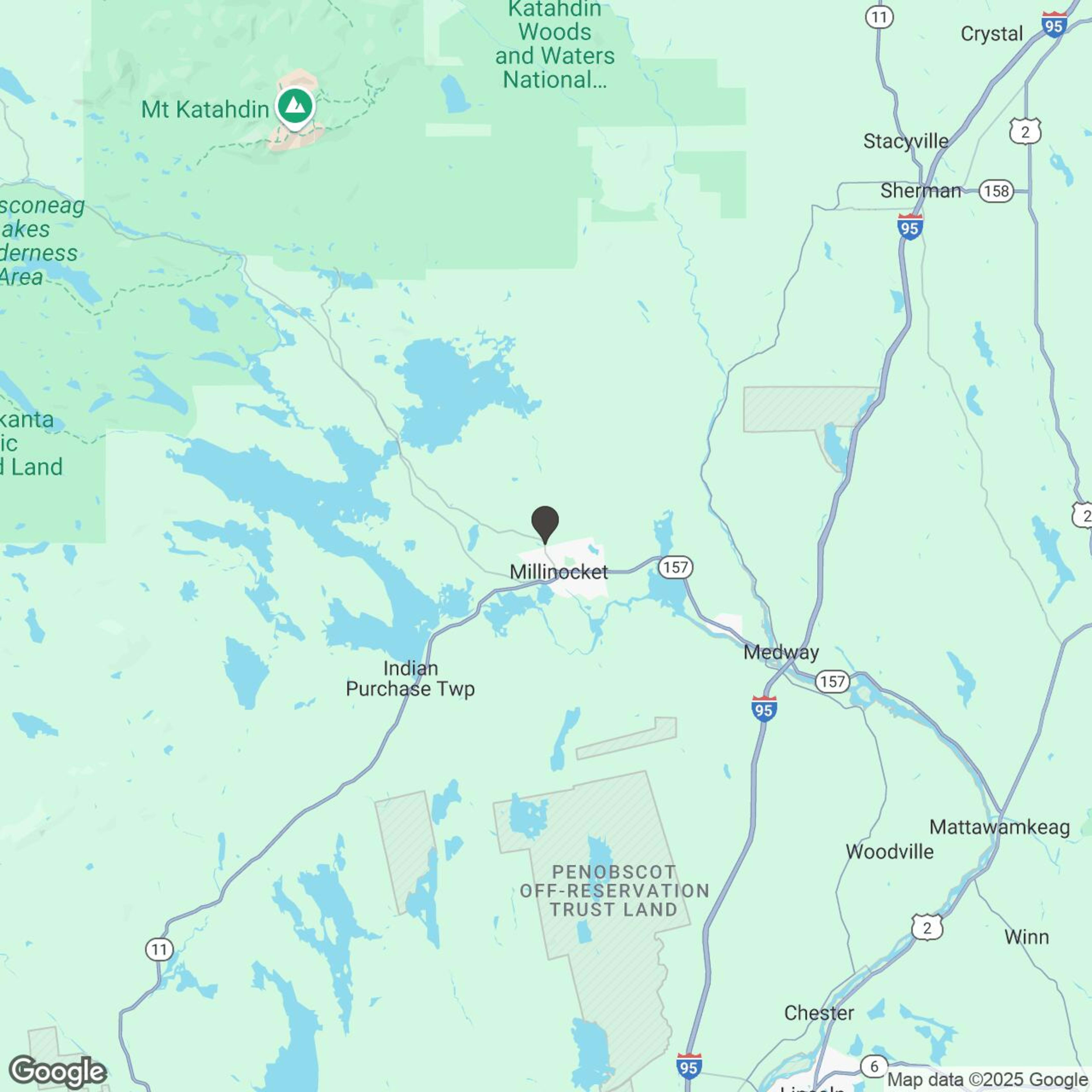 Map showing location of Off-Road the Katahdin Valley-Millinocket