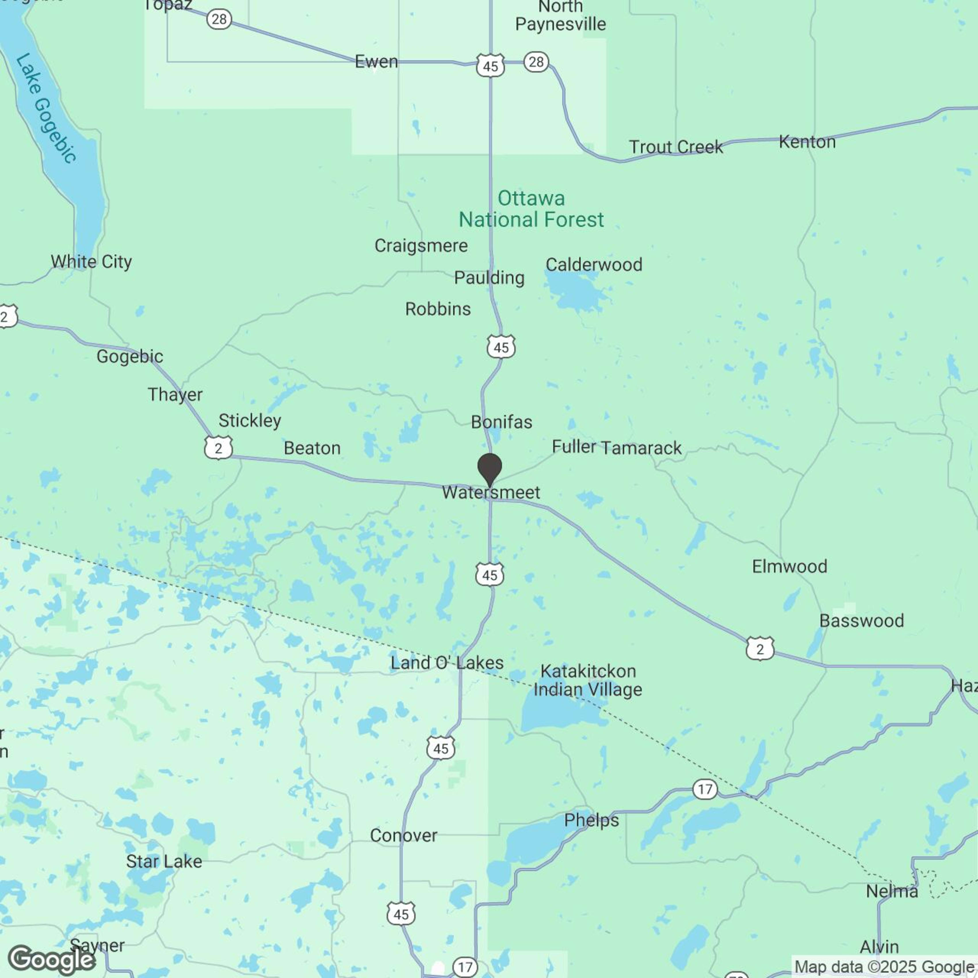 Map showing location of UTV on the Michigan Border! 2026