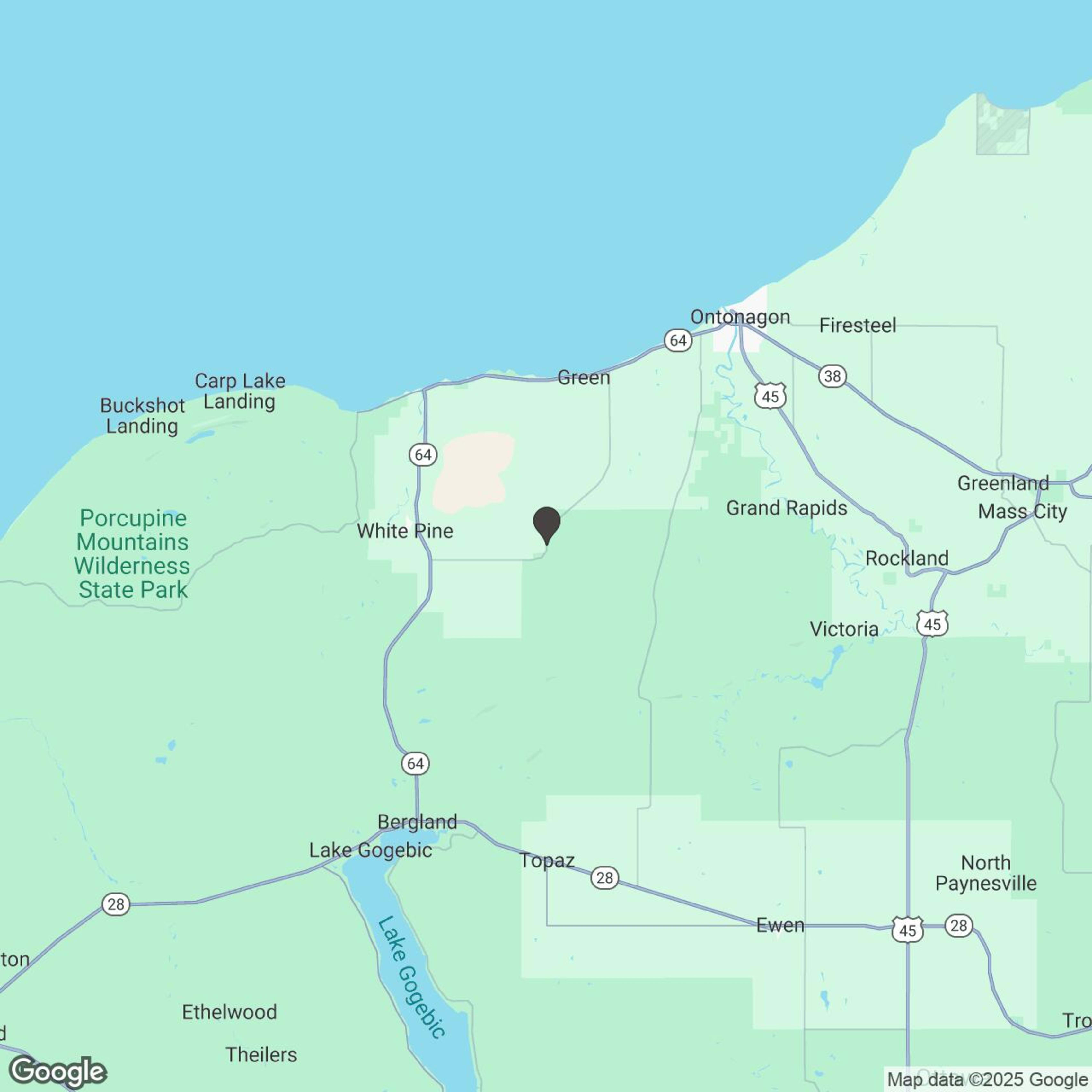 Map showing location of Ontonagon Snowmobile Tours