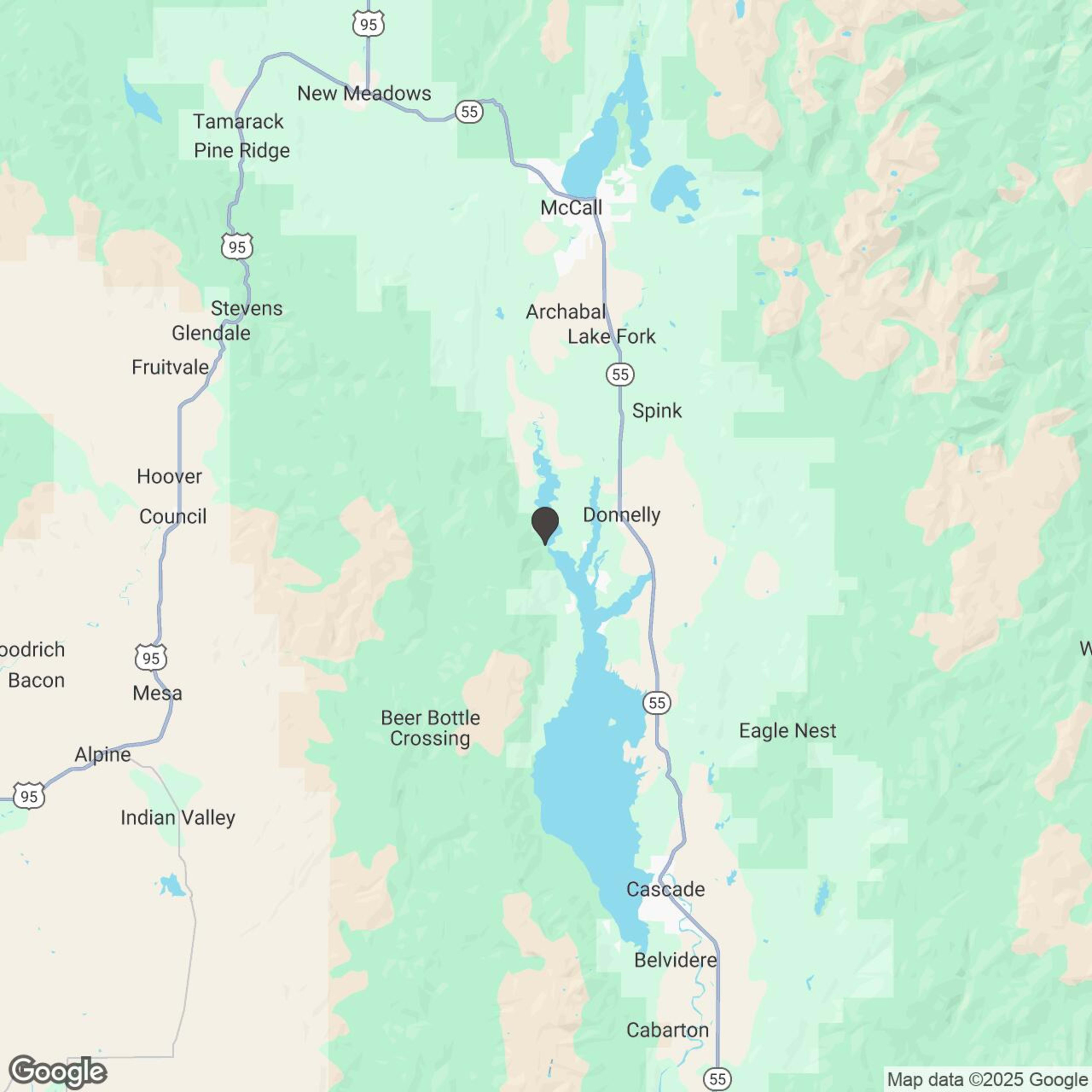 Map showing location of Donnelly/Lake Cascade Boat Rentals