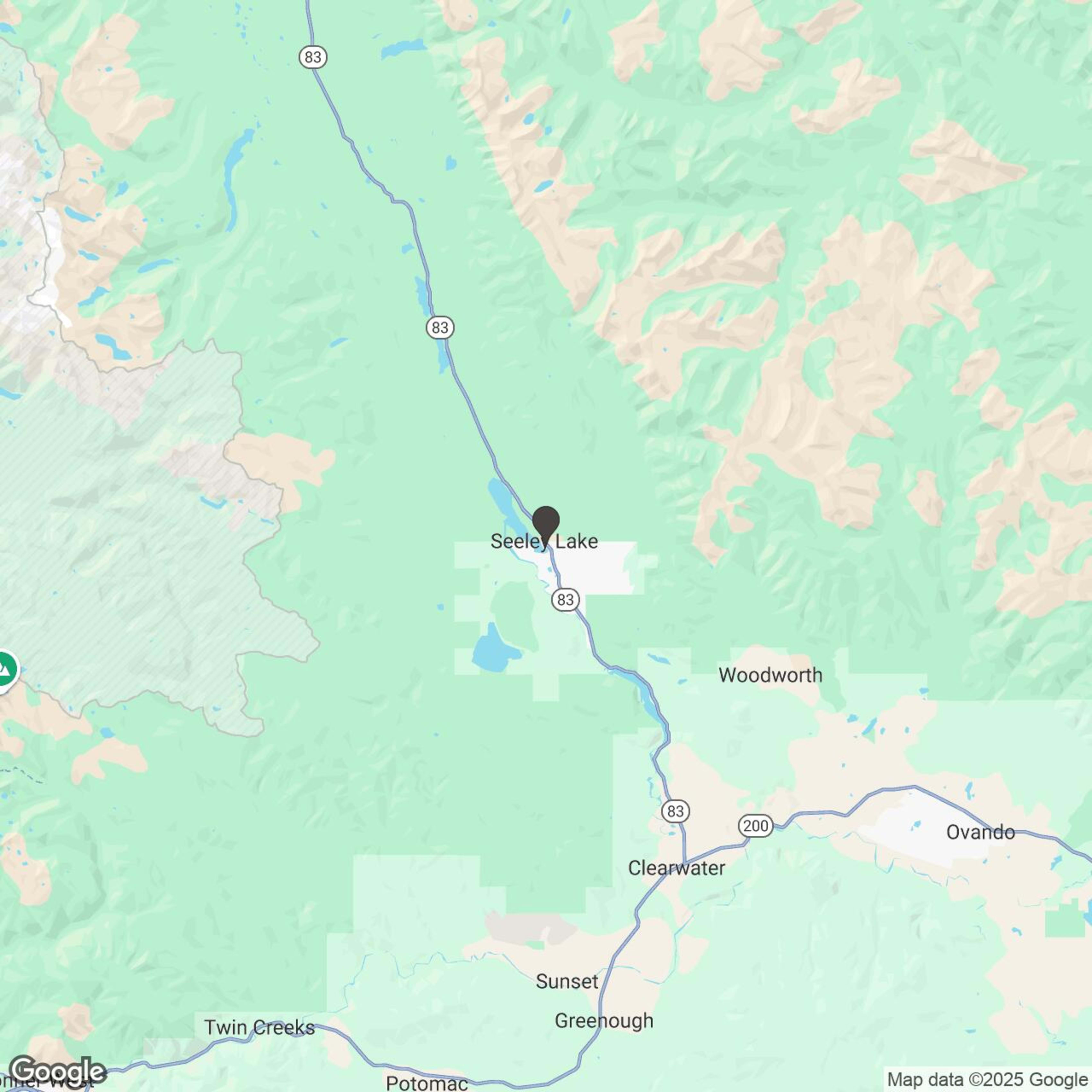 Map showing location of Multi-Day Rentals in Seeley Lake, Montana