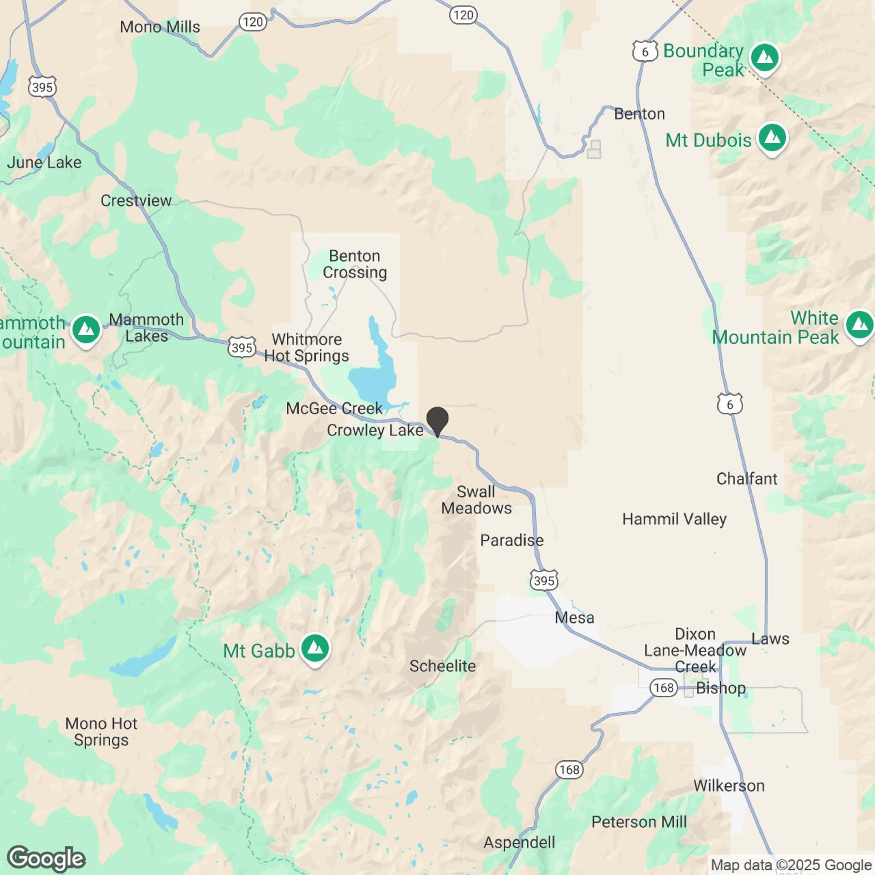 Map showing location of Mammoth Lakes Off-Road Rentals