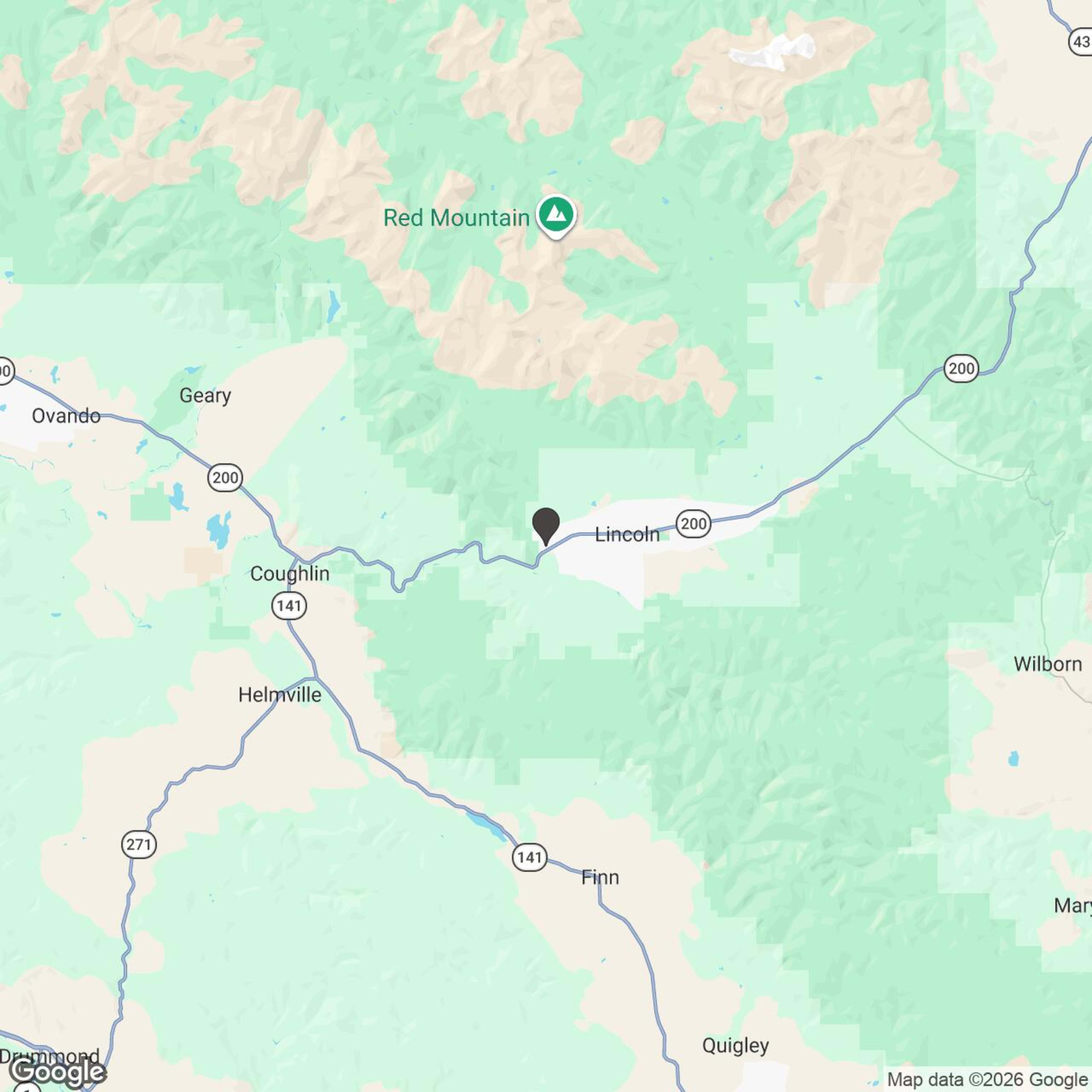 Map showing location of Hourly Rentals in Lincoln, Montana
