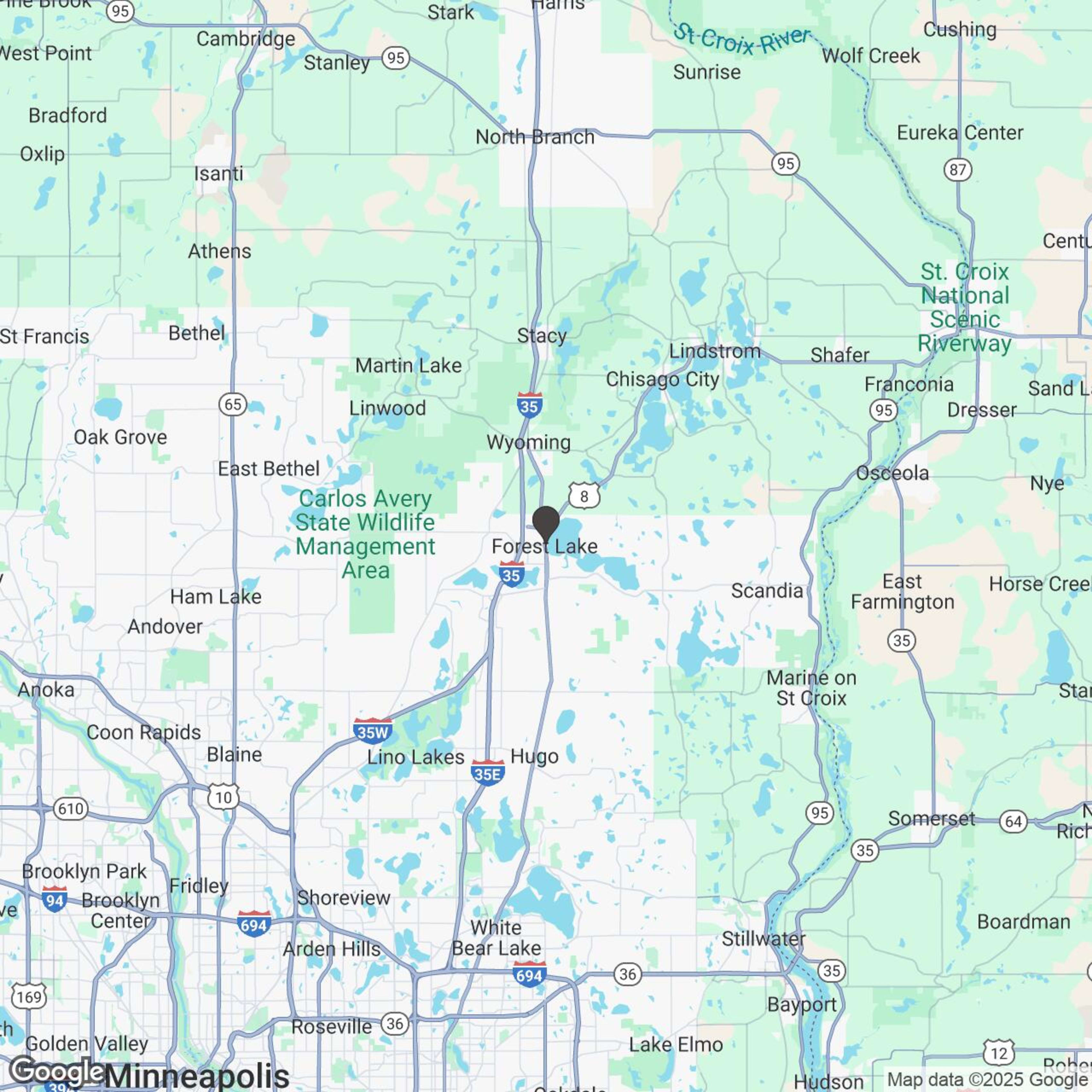 Map showing location of Forest Lake Pontoon Rental
