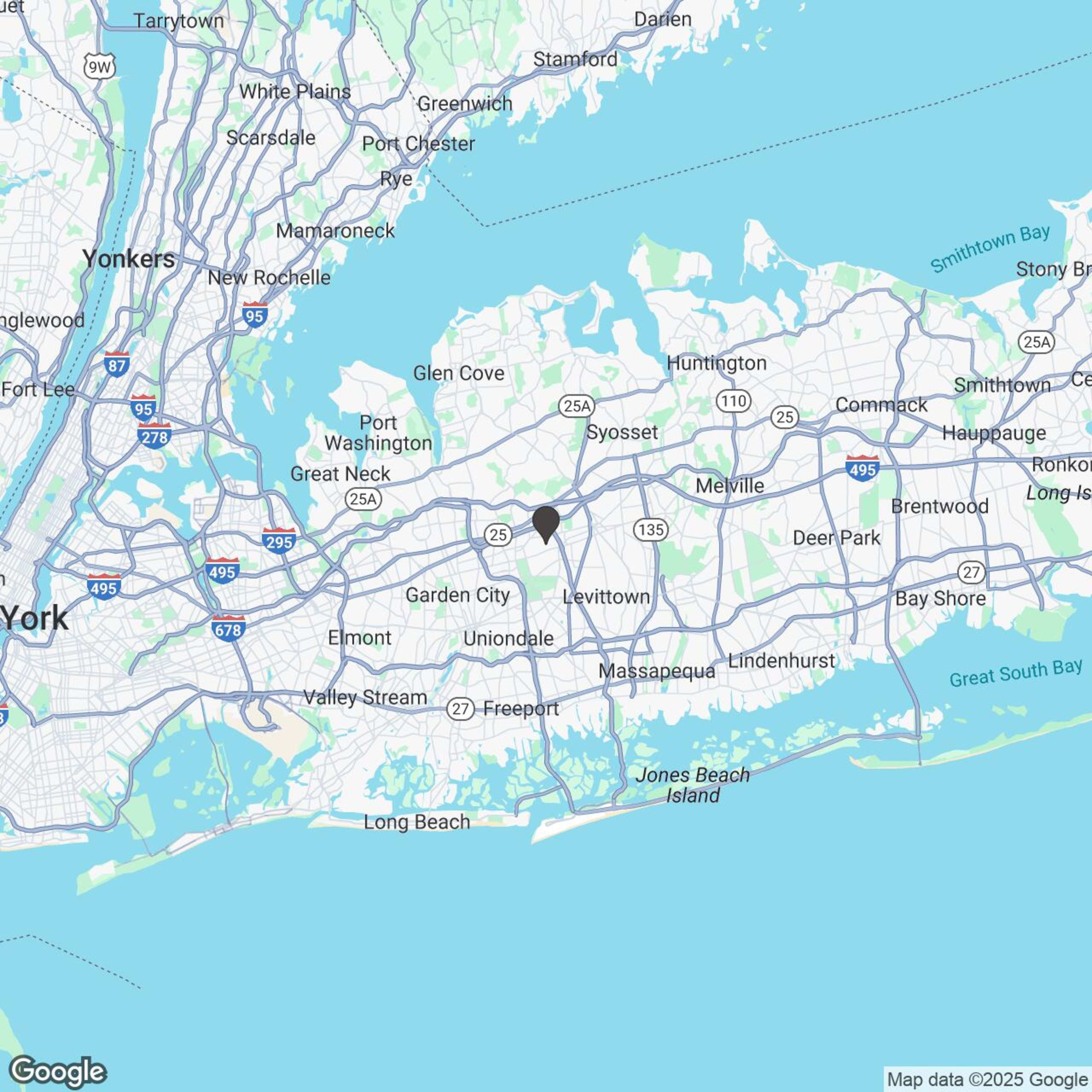 Map showing location of Long Island Slingshot Rentals