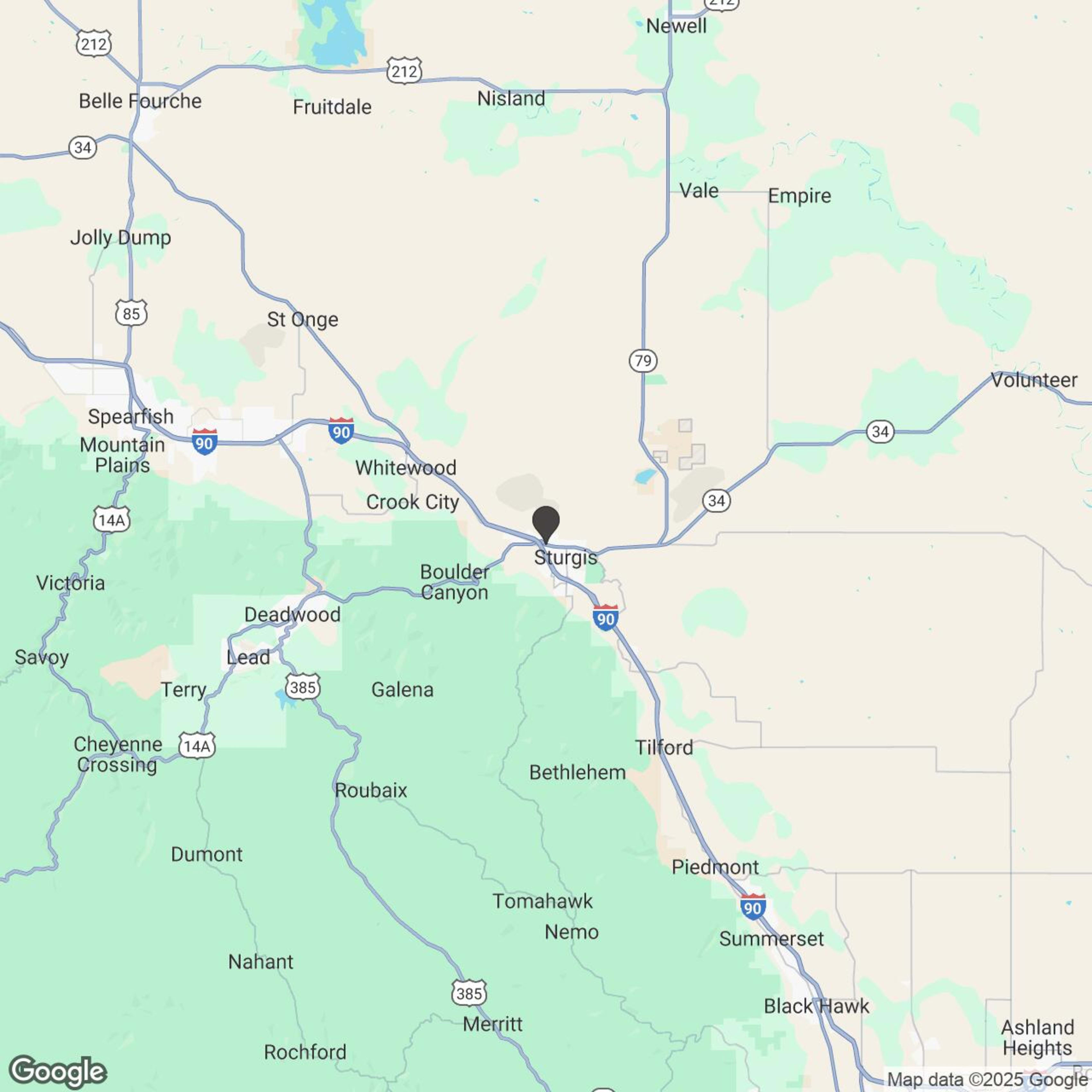 Map showing location of Sturgis Slingshot Rentals