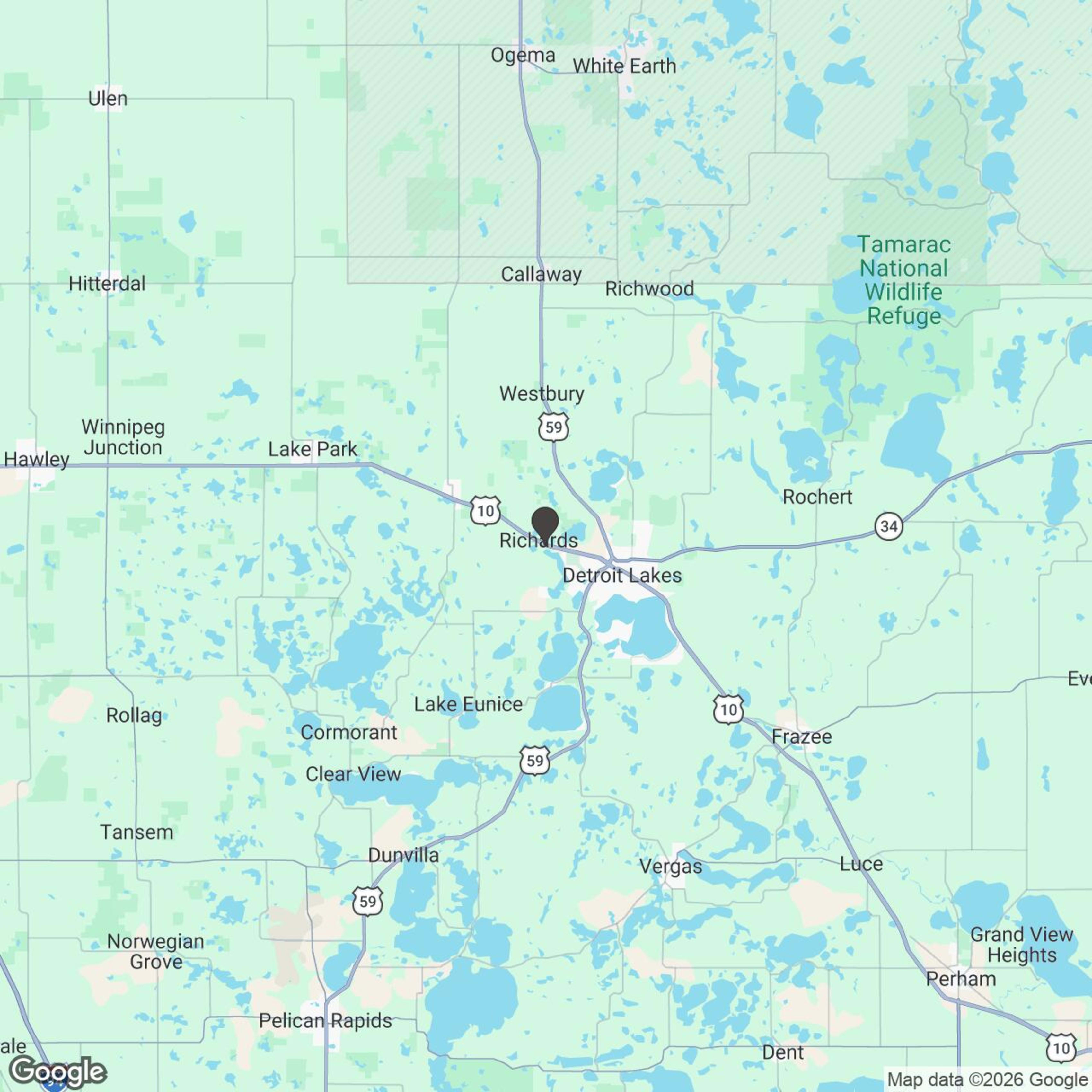 Map showing location of Detroit Lakes Trail-Ready UTV Experience