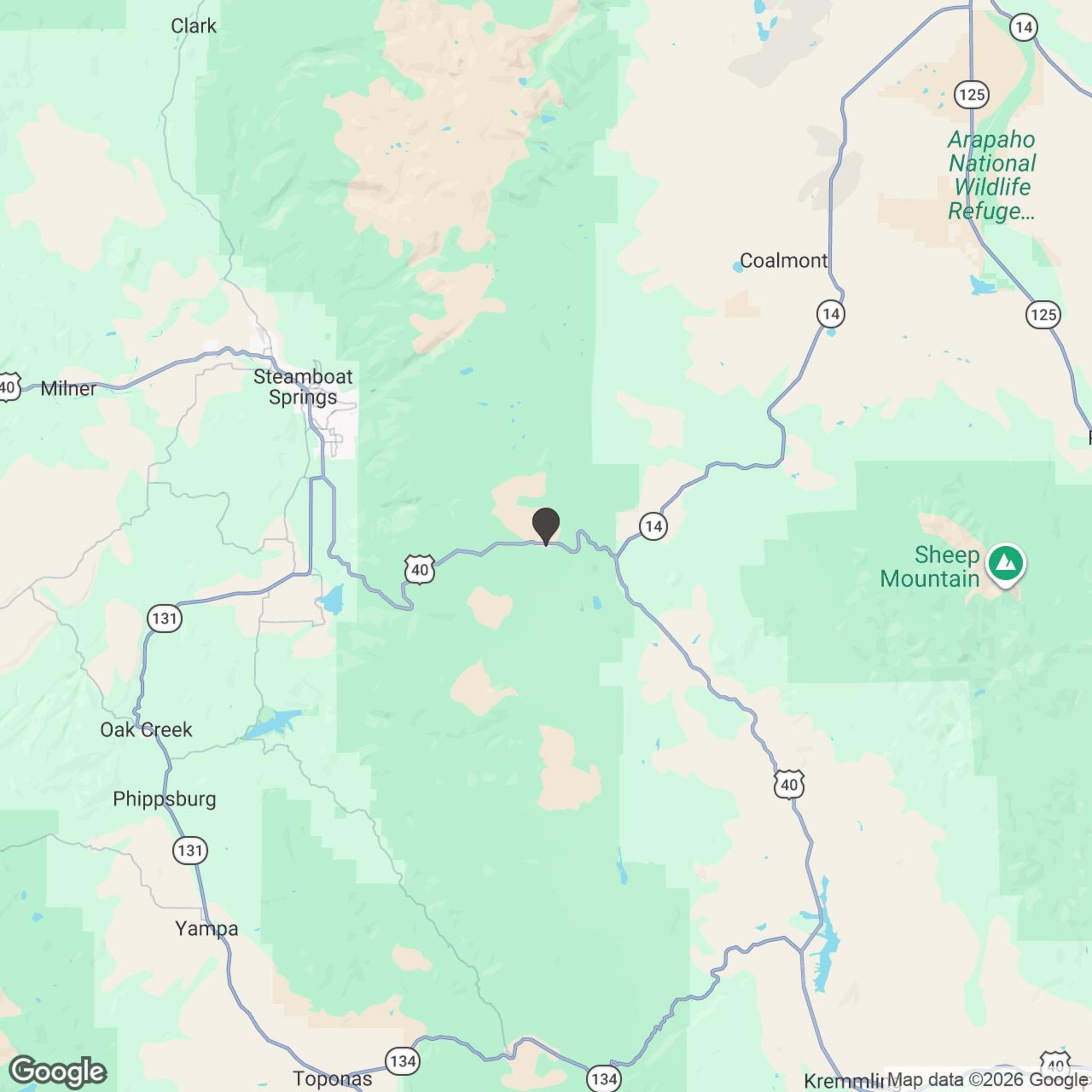 Map showing location of Rabbit Ears UTV Rentals | Ride From Trailhead (Remote Backcountry)