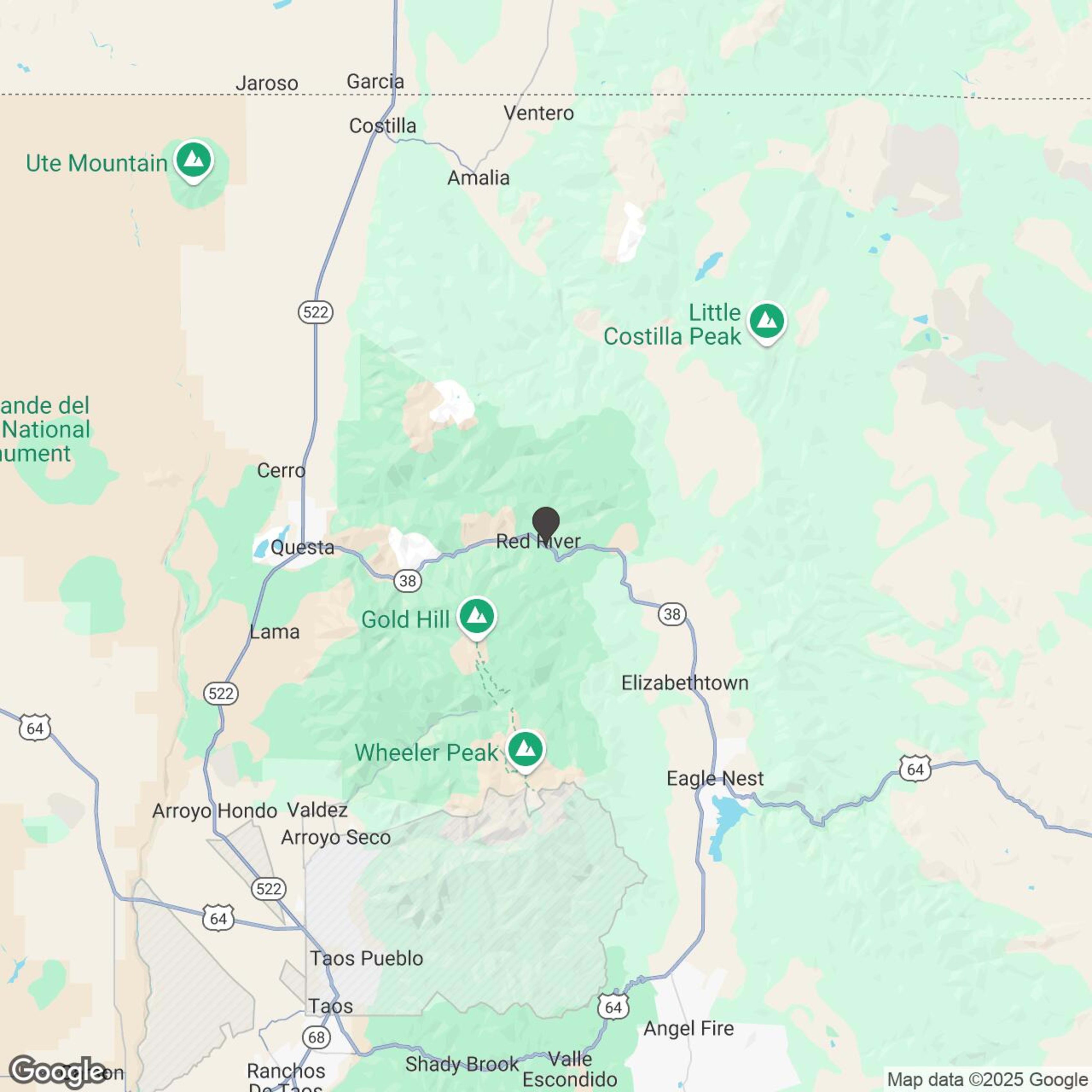 Map showing location of UTV Rentals in Red River!!  4 or 7 hrs.