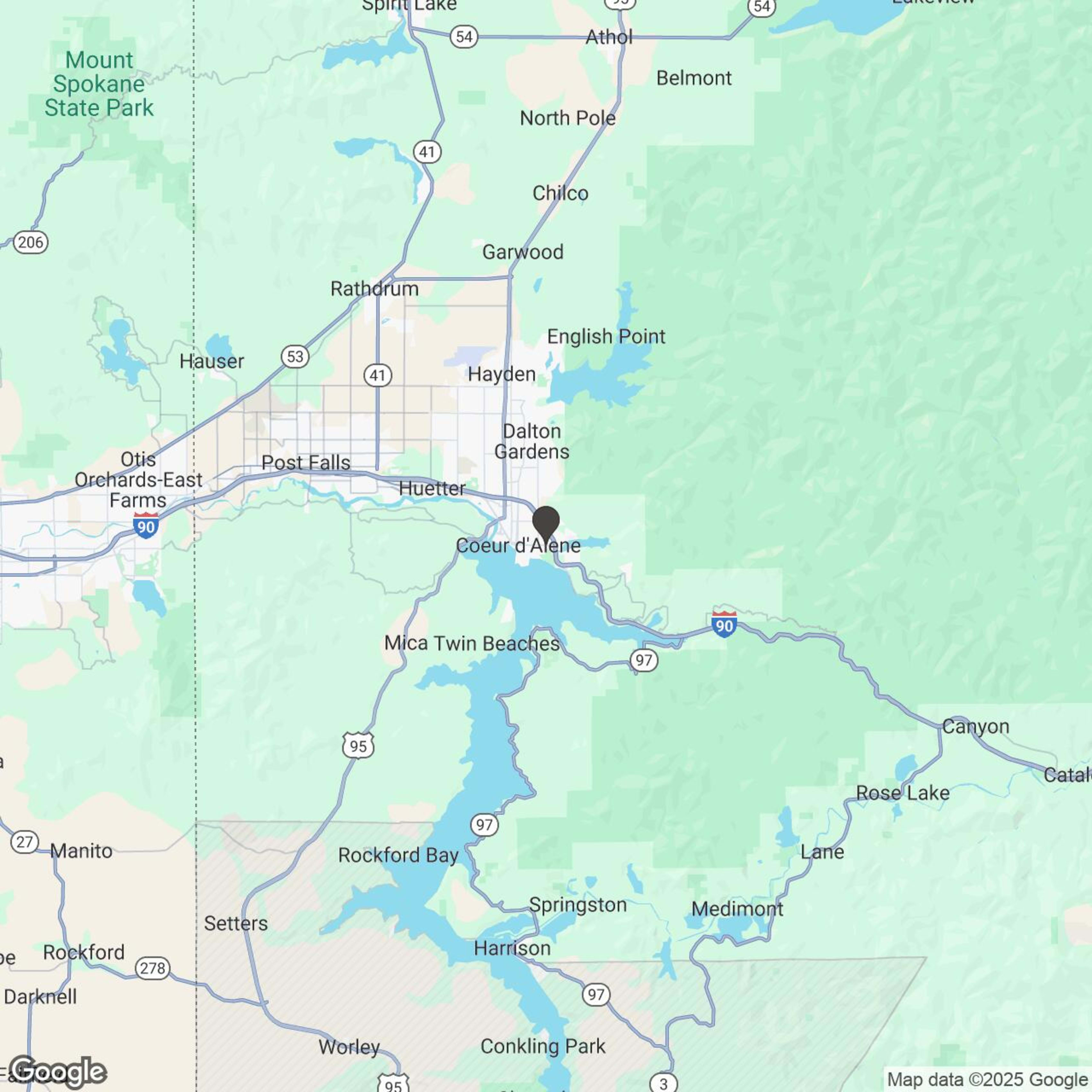 Map showing location of CDA Snowmobile Rentals