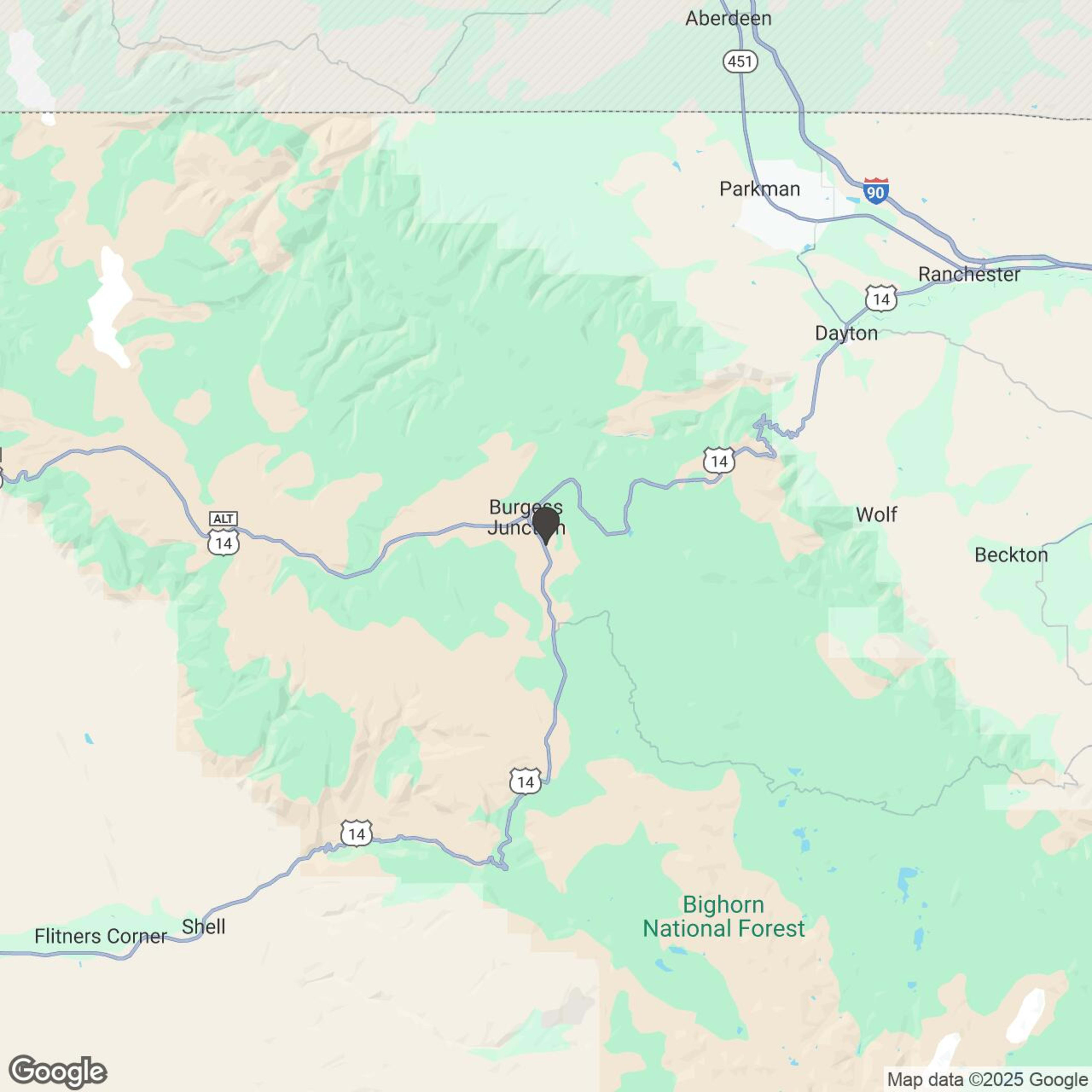 Map showing location of Half/Full Day Bighorn Mountains Off-Road UTV Rentals