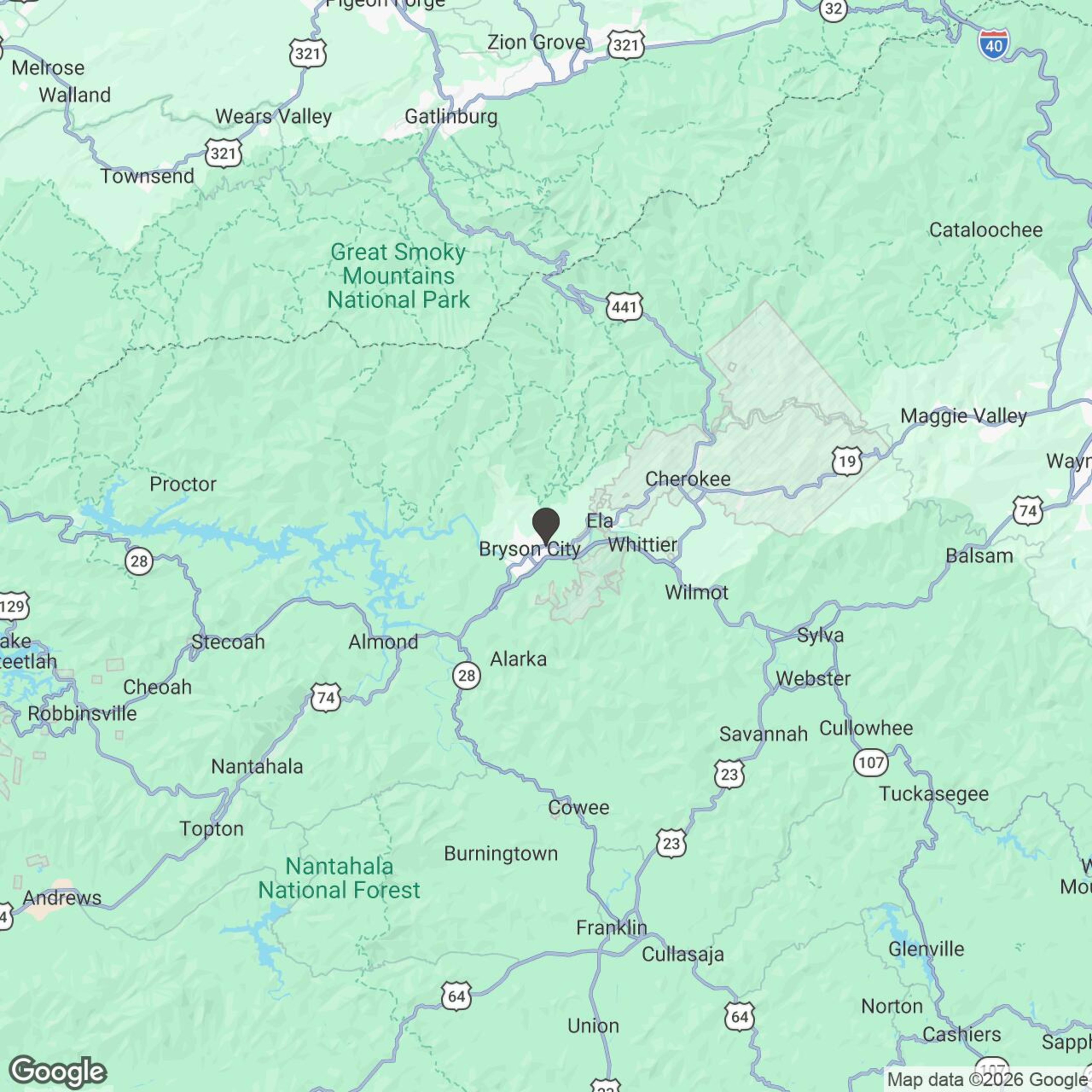 Map showing location of Nantahala Adventure 