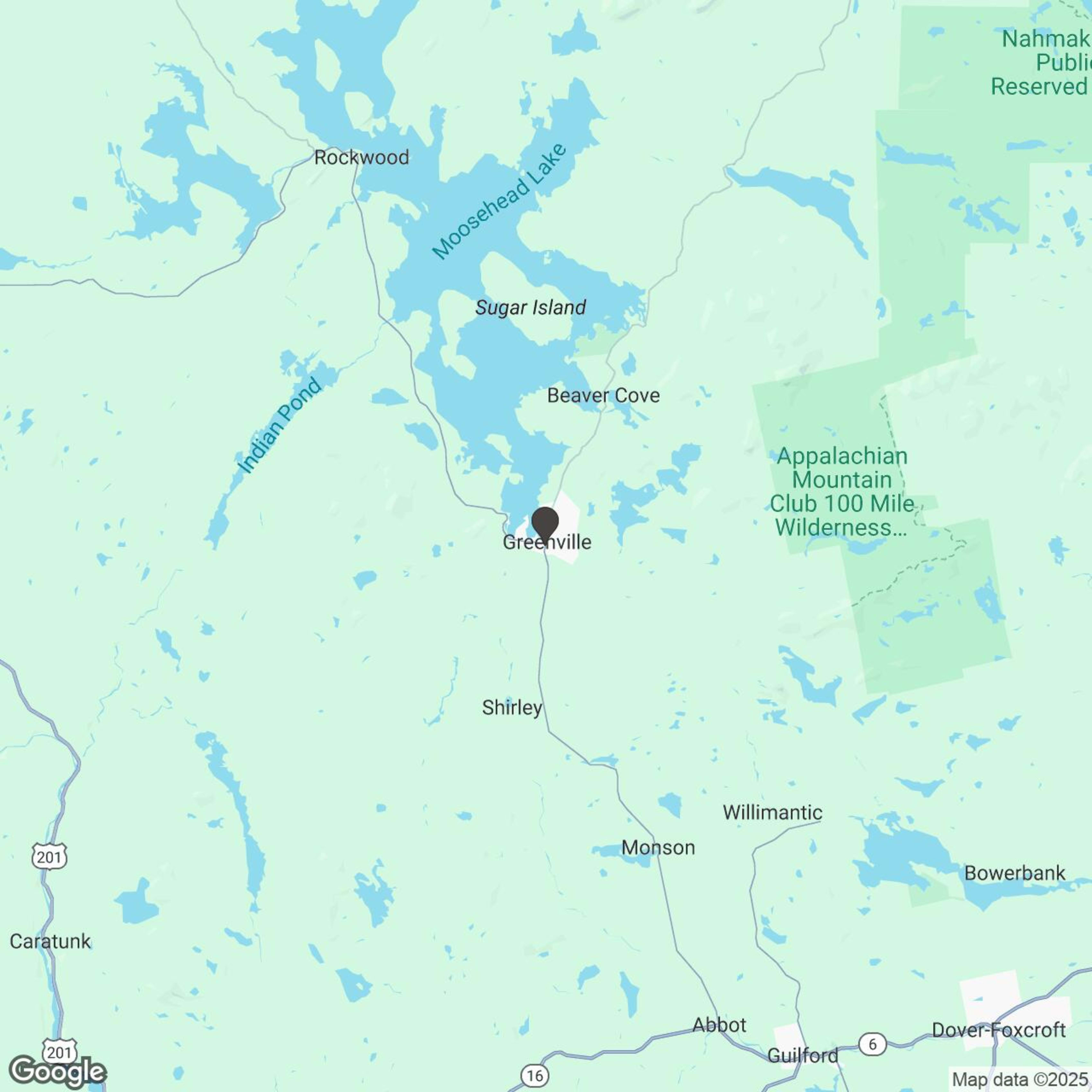 Map showing location of Moosehead Lake Boat Rentals