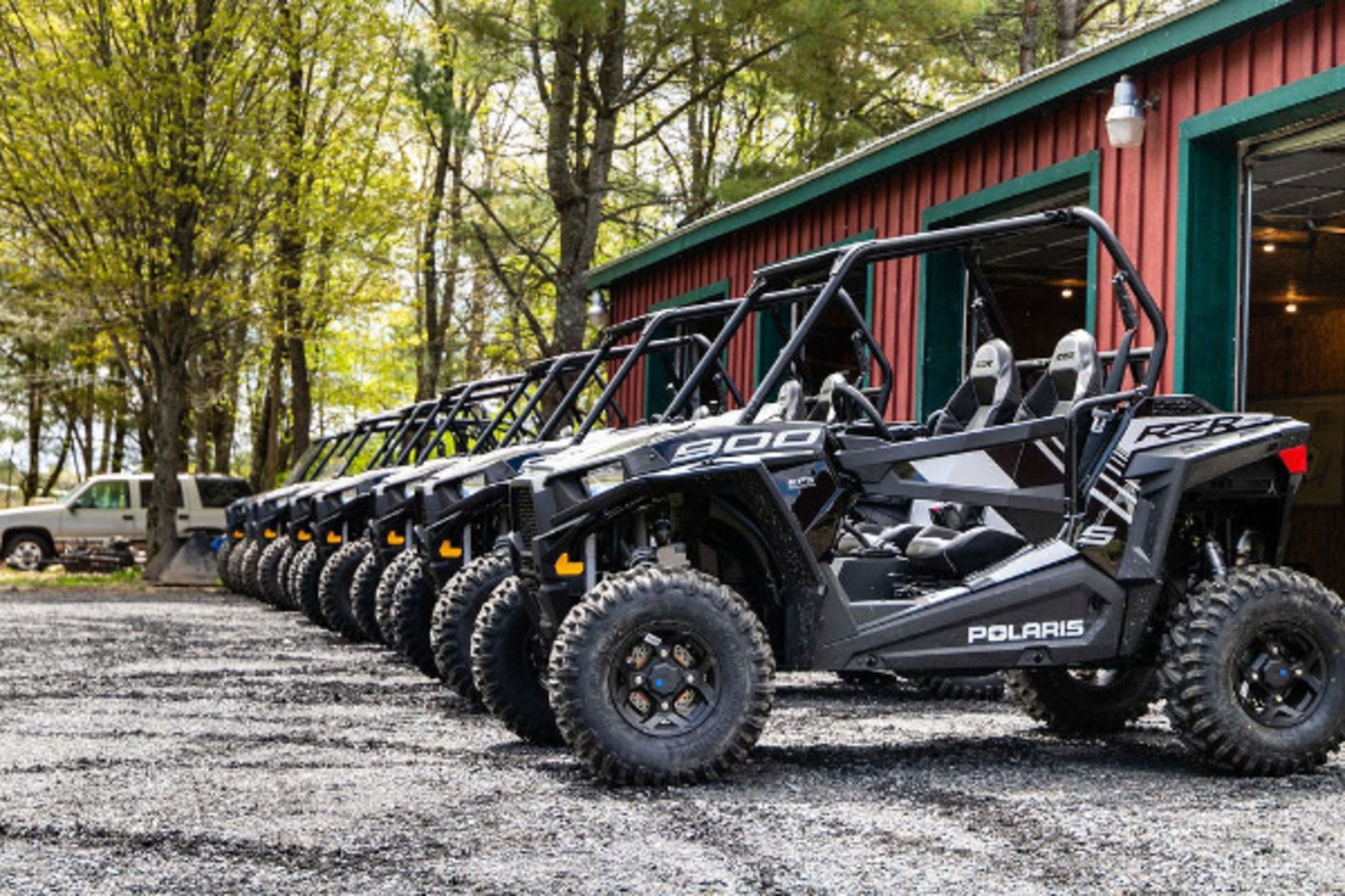 Row of Polaris side by sides