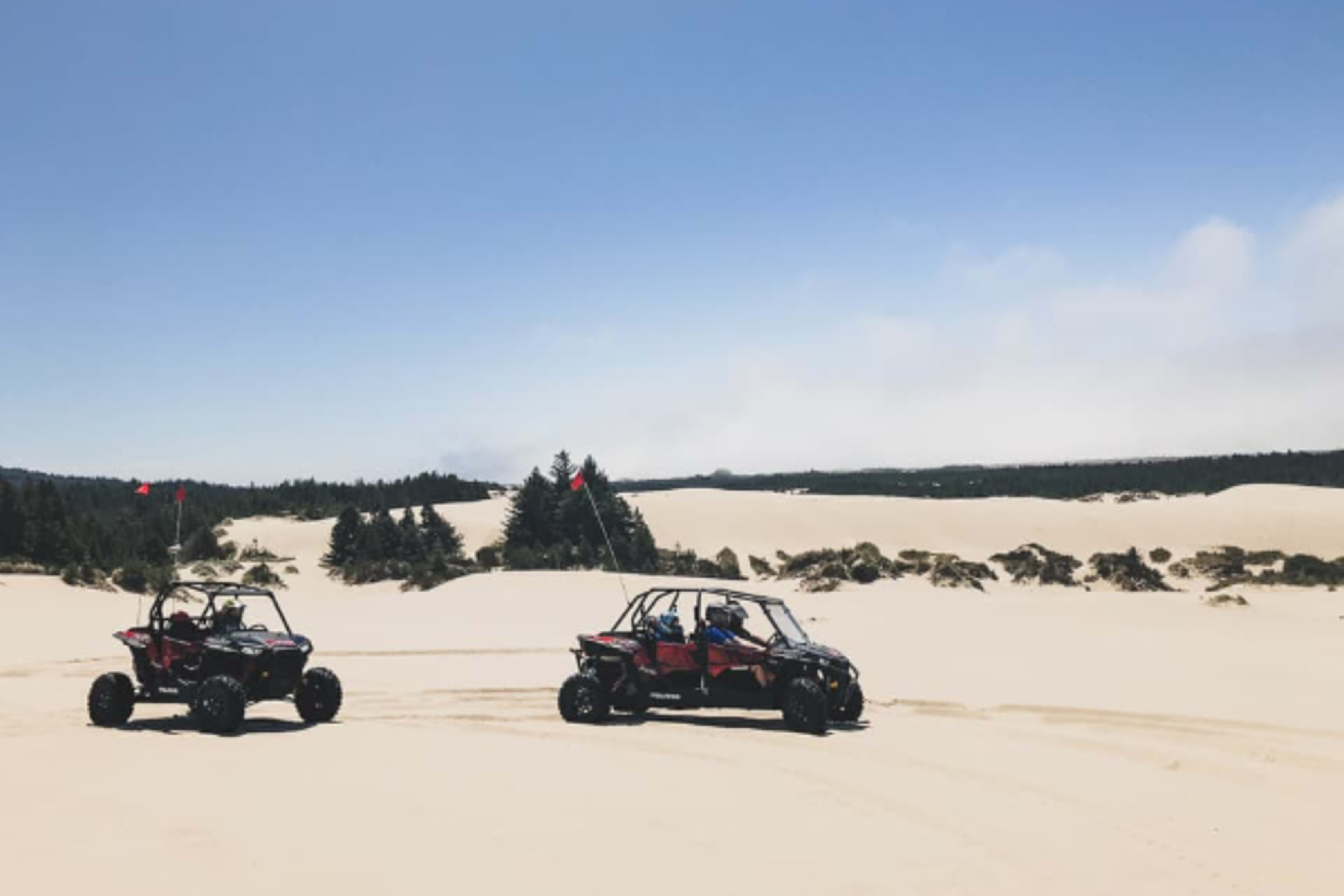 Several Polaris ORVs on Oregon beach