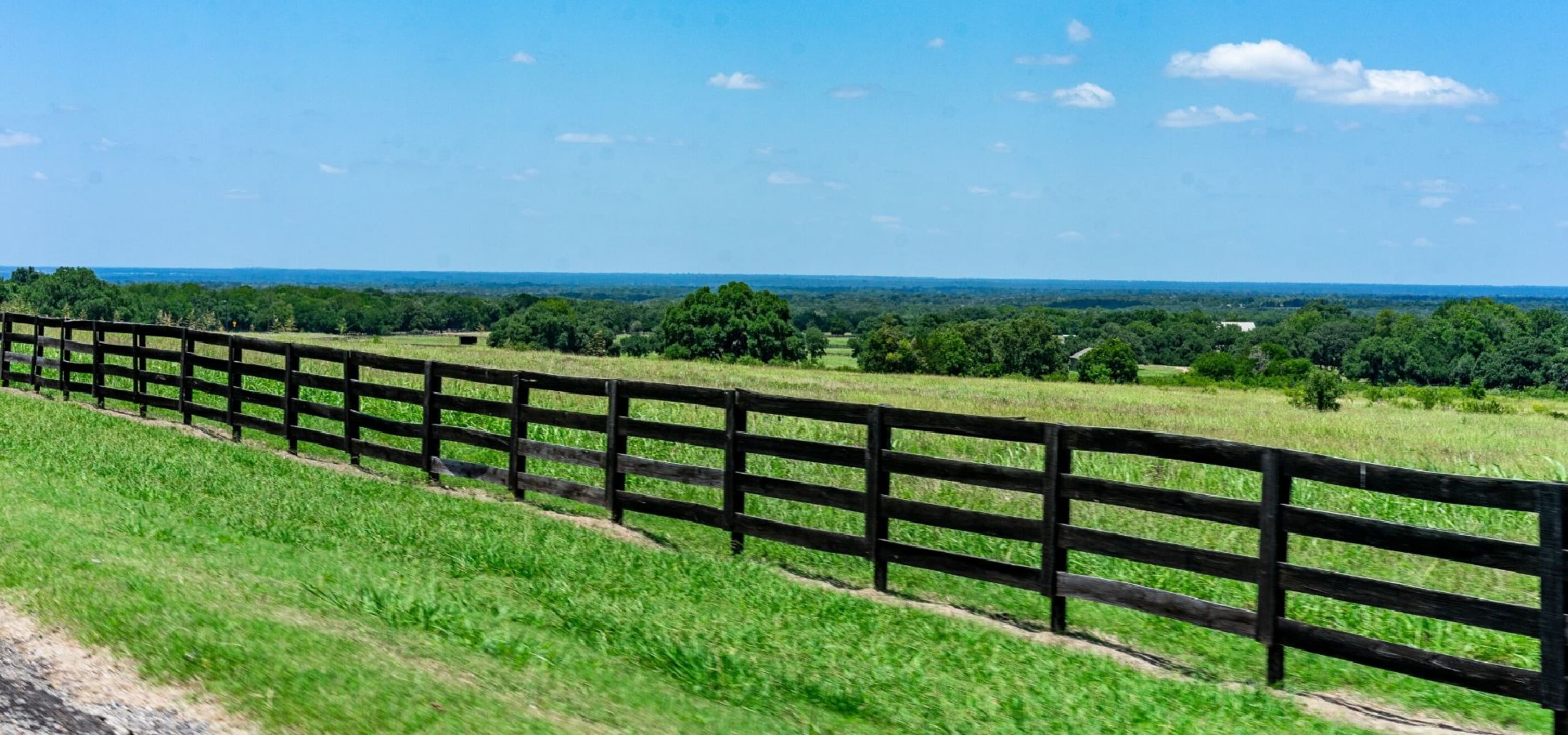 Beautiful country meadow with fence in Texas