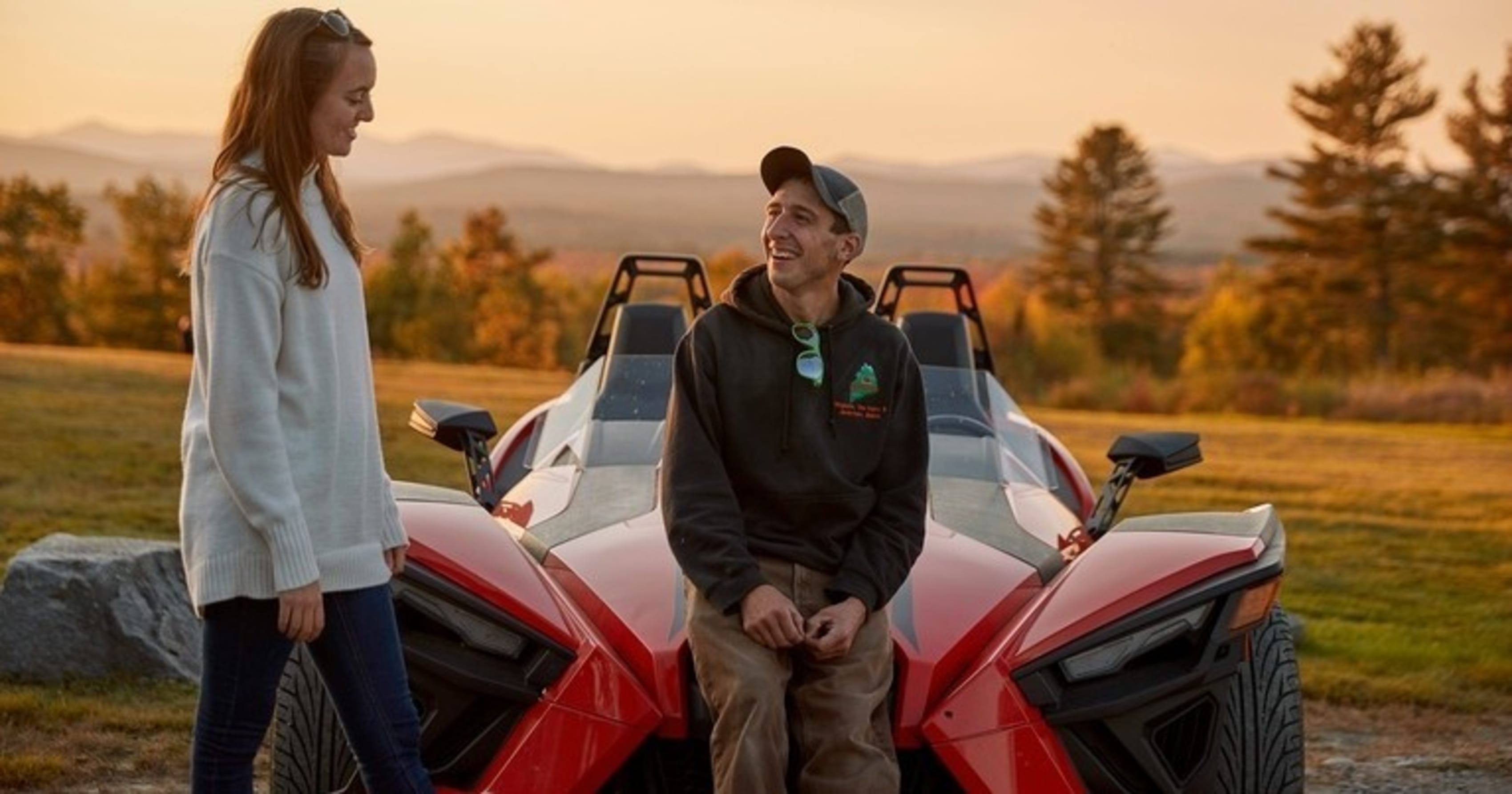 Polaris Slingshots riding on curvy mountain roads