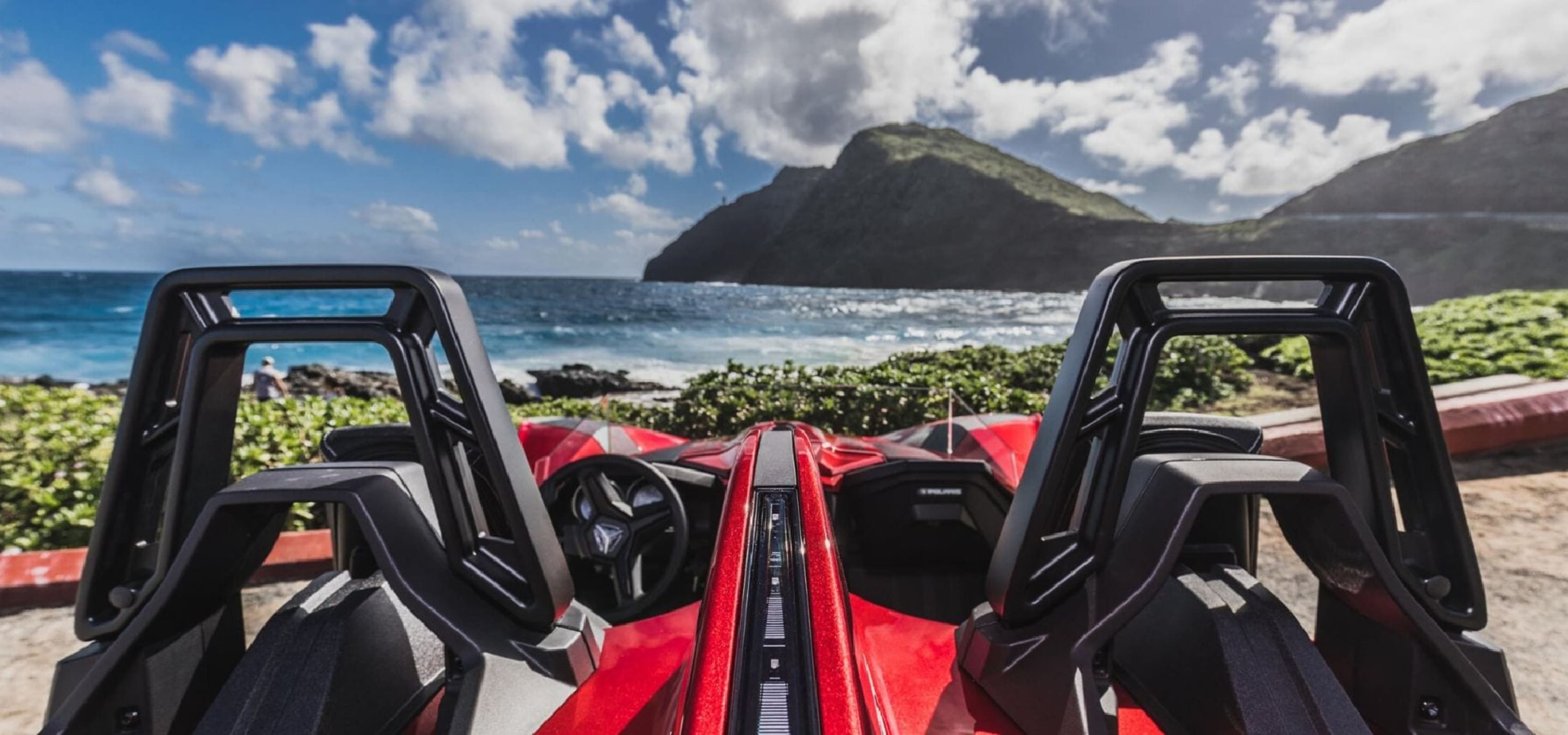 Driver's perspective in Polaris Slingshot